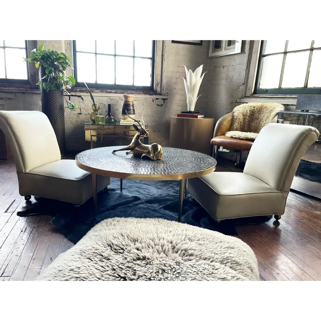 1950s Mid-Century Modern, Italian Leather Slipper Chairs Circa 1950s - 5