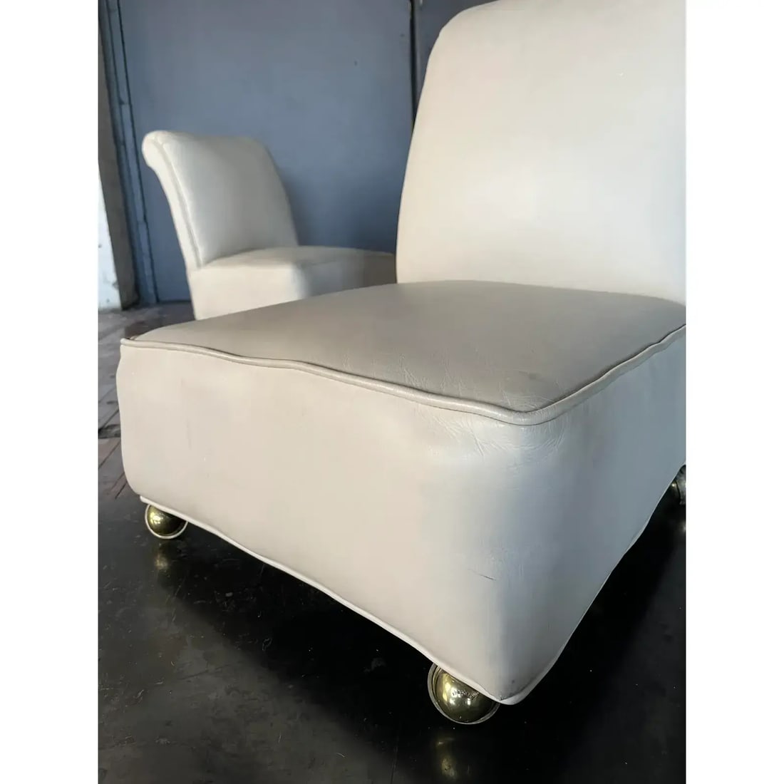 1950s Mid-Century Modern, Italian Leather Slipper Chairs Circa 1950s - 6