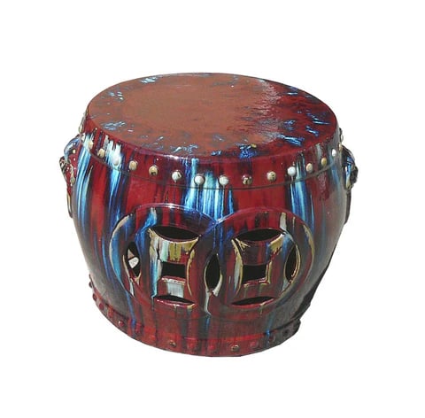 Out Door & in Door Chinese Red Clay Round Garden Tea Set - 5 Pieces - 3