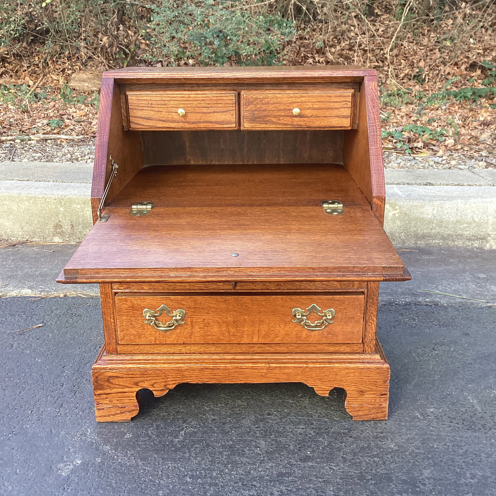 Vintage Miniature Oak Drop Front Secretary Desk - 4