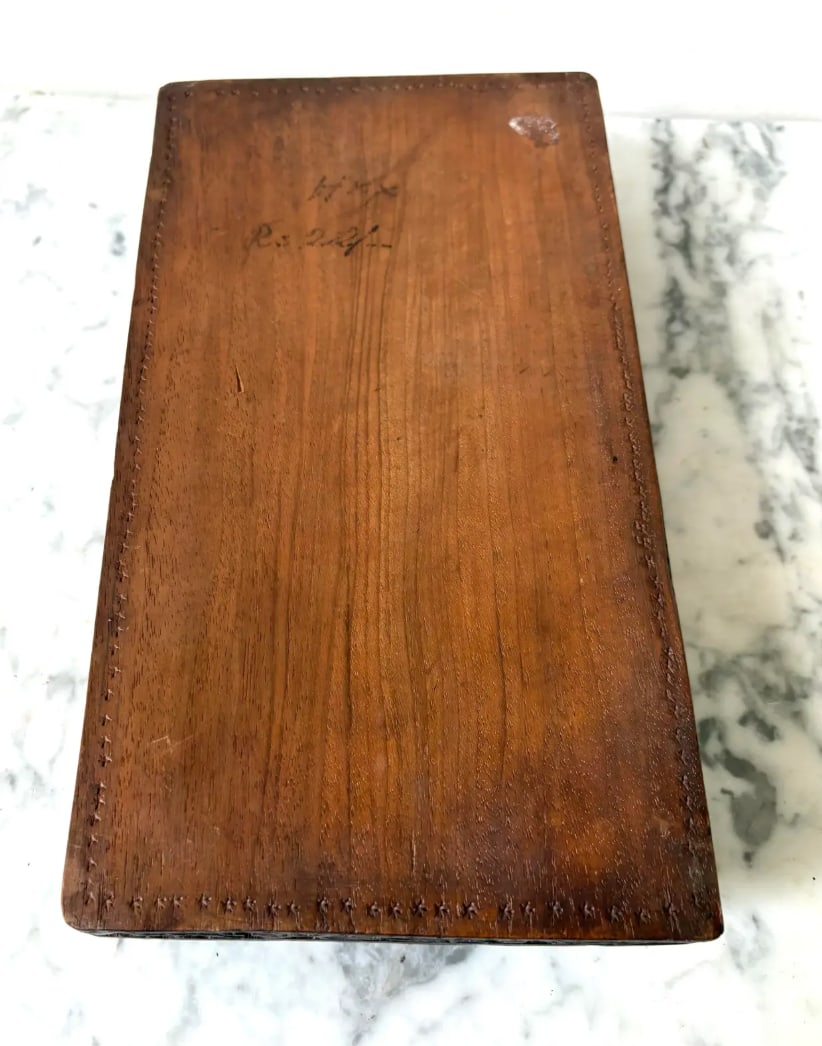 Antique Hard Carved Wooden Trinket Box - 5