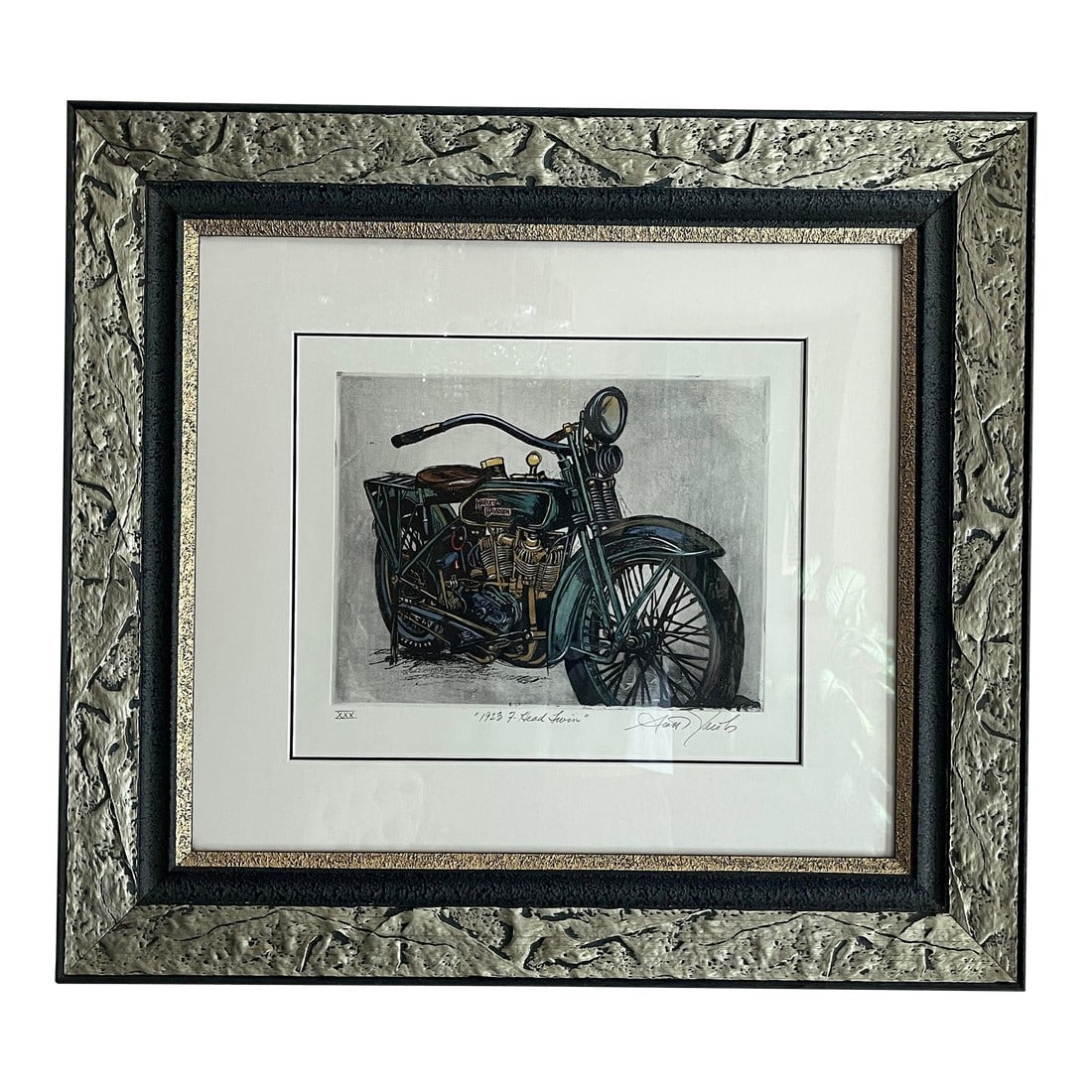 Scott Jacobs " 1923 F Head Twin Xxx" Mixed Media Etching With Watercolor, Hand-Signed (1 of 9)
