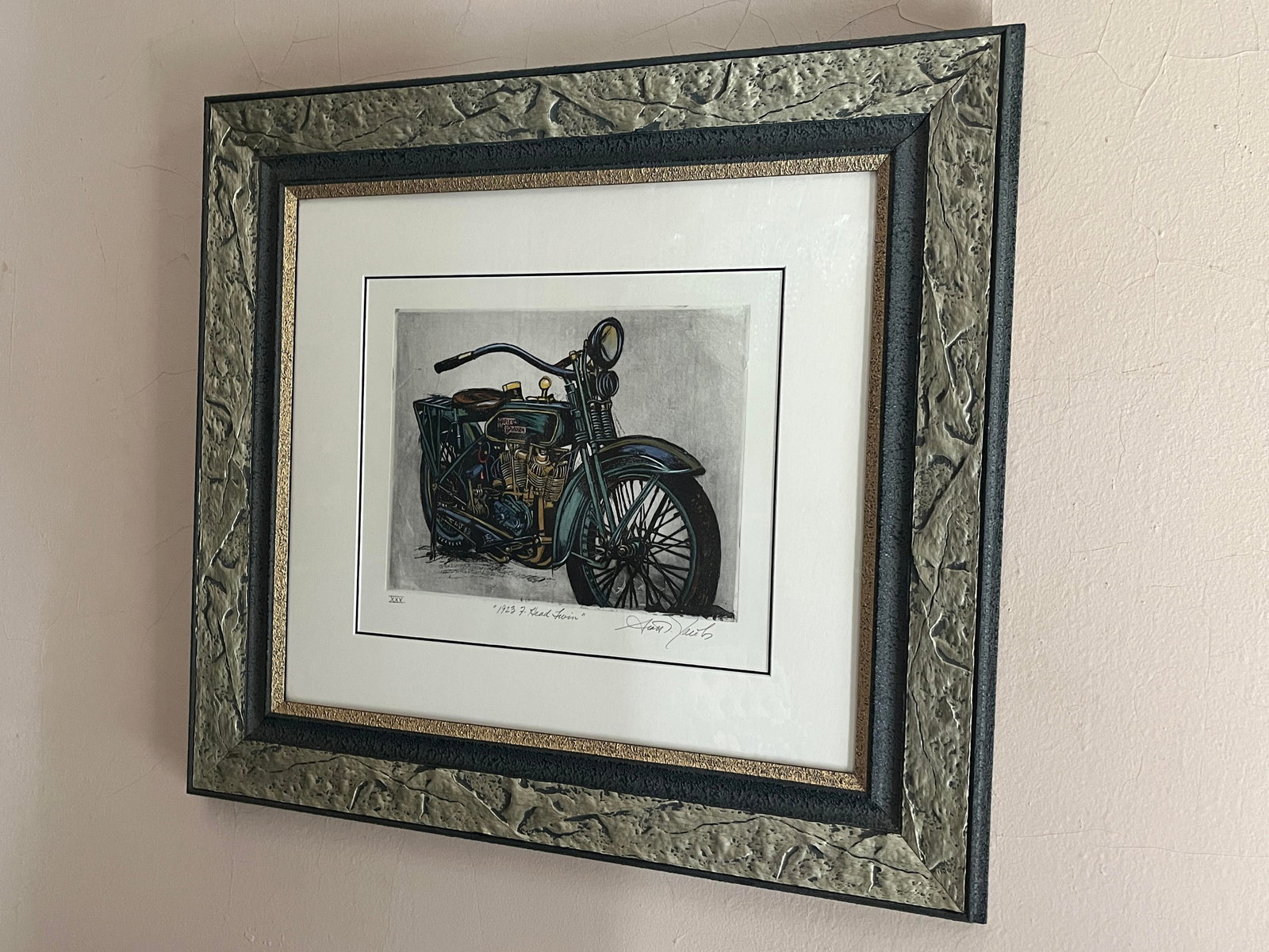 Scott Jacobs " 1923 F Head Twin Xxx" Mixed Media Etching With Watercolor, Hand-Signed - 2