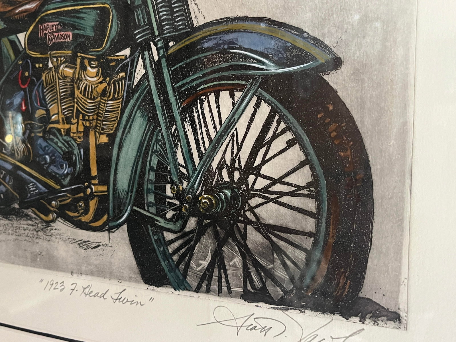 Scott Jacobs " 1923 F Head Twin Xxx" Mixed Media Etching With Watercolor, Hand-Signed - 4
