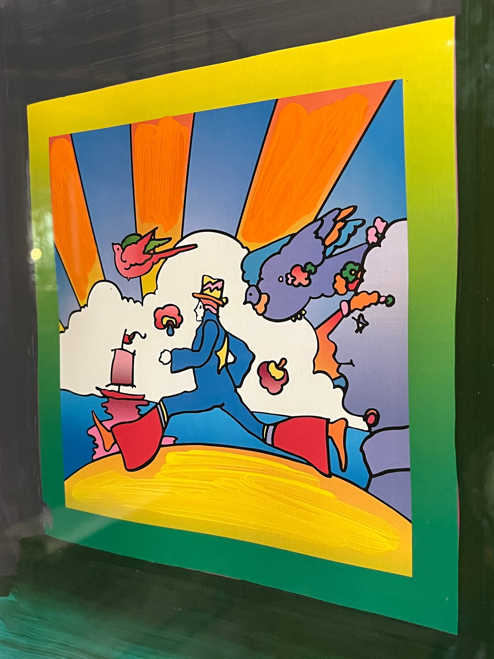 Peter Max "Cosmic Runner on Blends" Hand-Signed Hand-Embellished Mixed Media Pop Art Print - 2