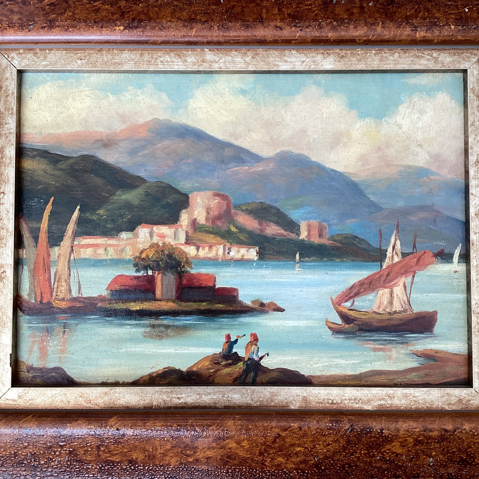 Vintage European Landscape Painting Oil on Board Framed - 3
