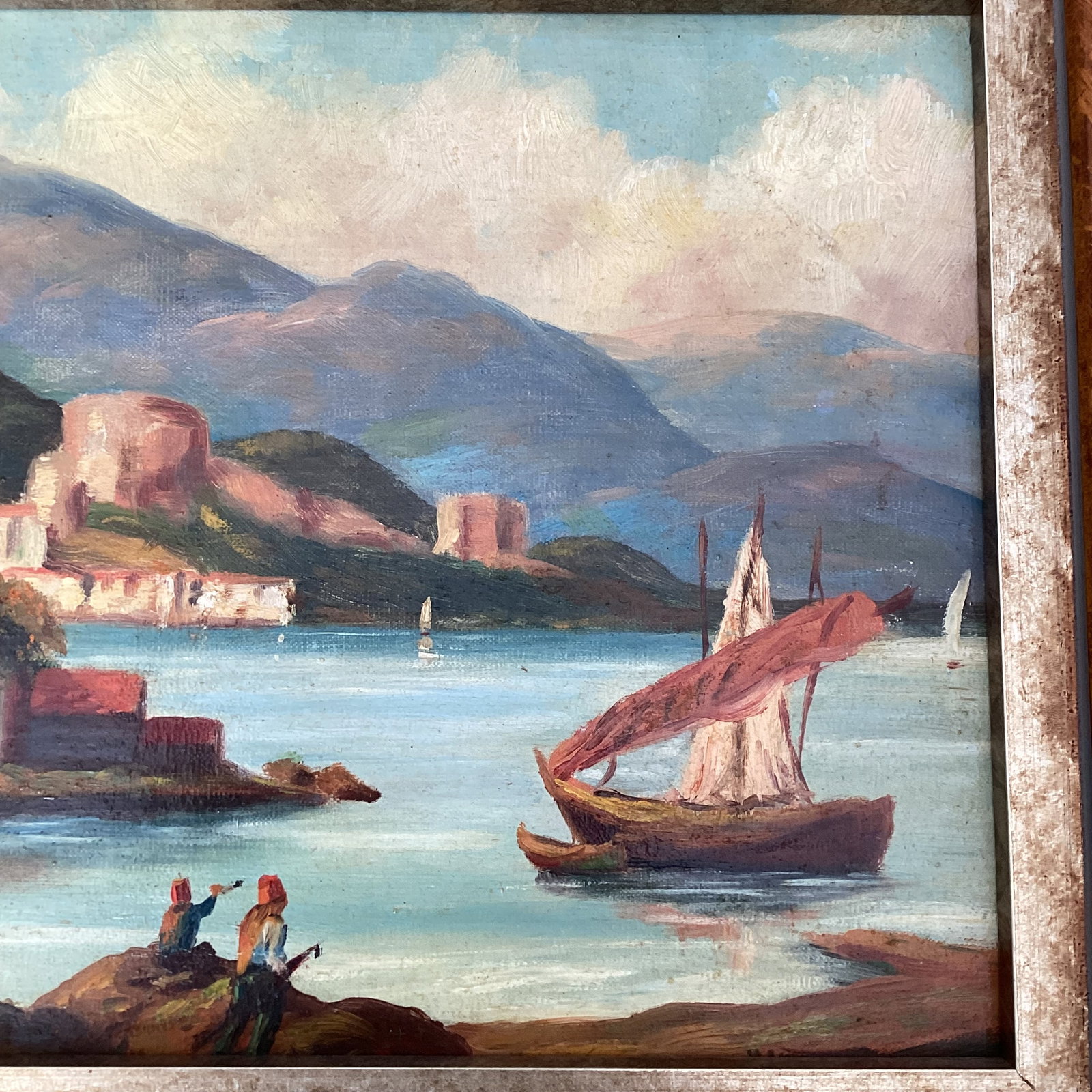 Vintage European Landscape Painting Oil on Board Framed - 4
