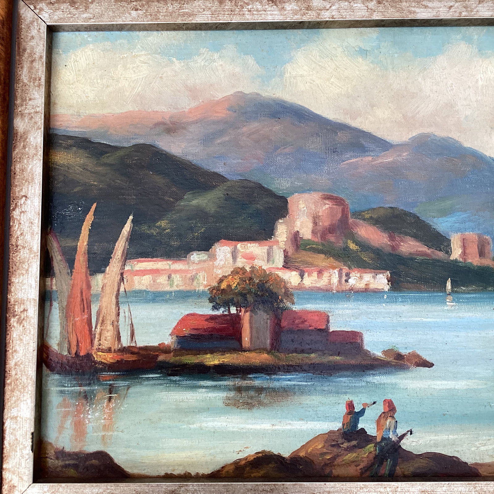 Vintage European Landscape Painting Oil on Board Framed - 5