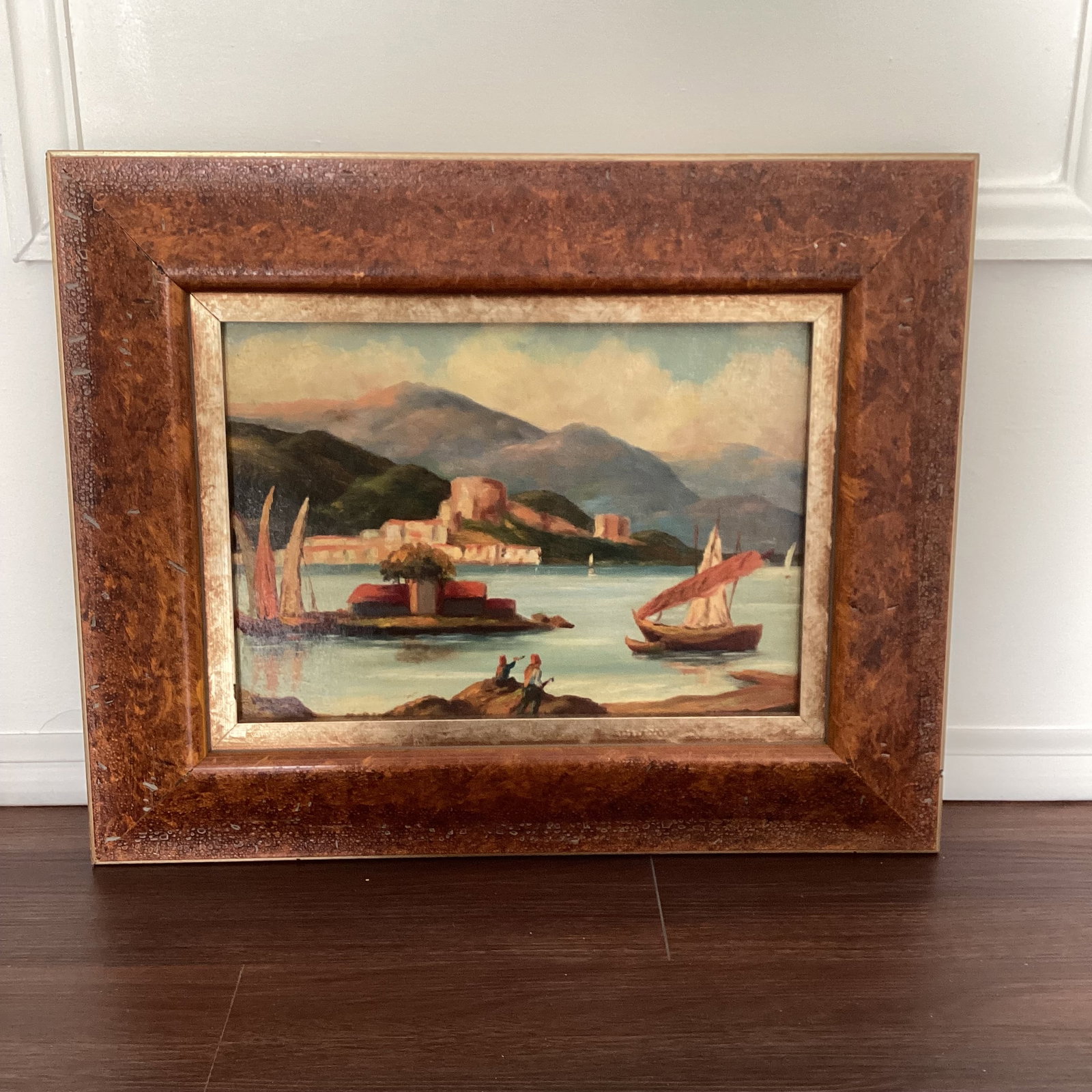 Vintage European Landscape Painting Oil on Board Framed - 6