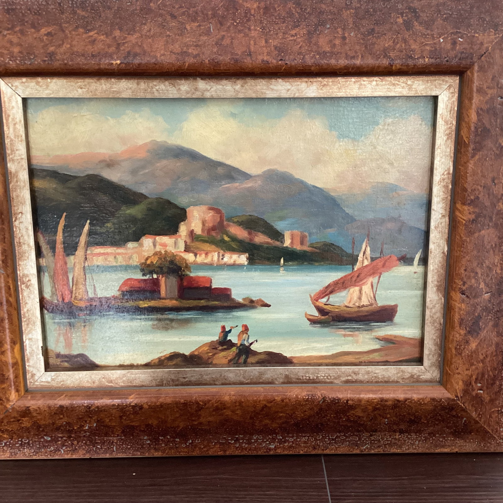 Vintage European Landscape Painting Oil on Board Framed - 7