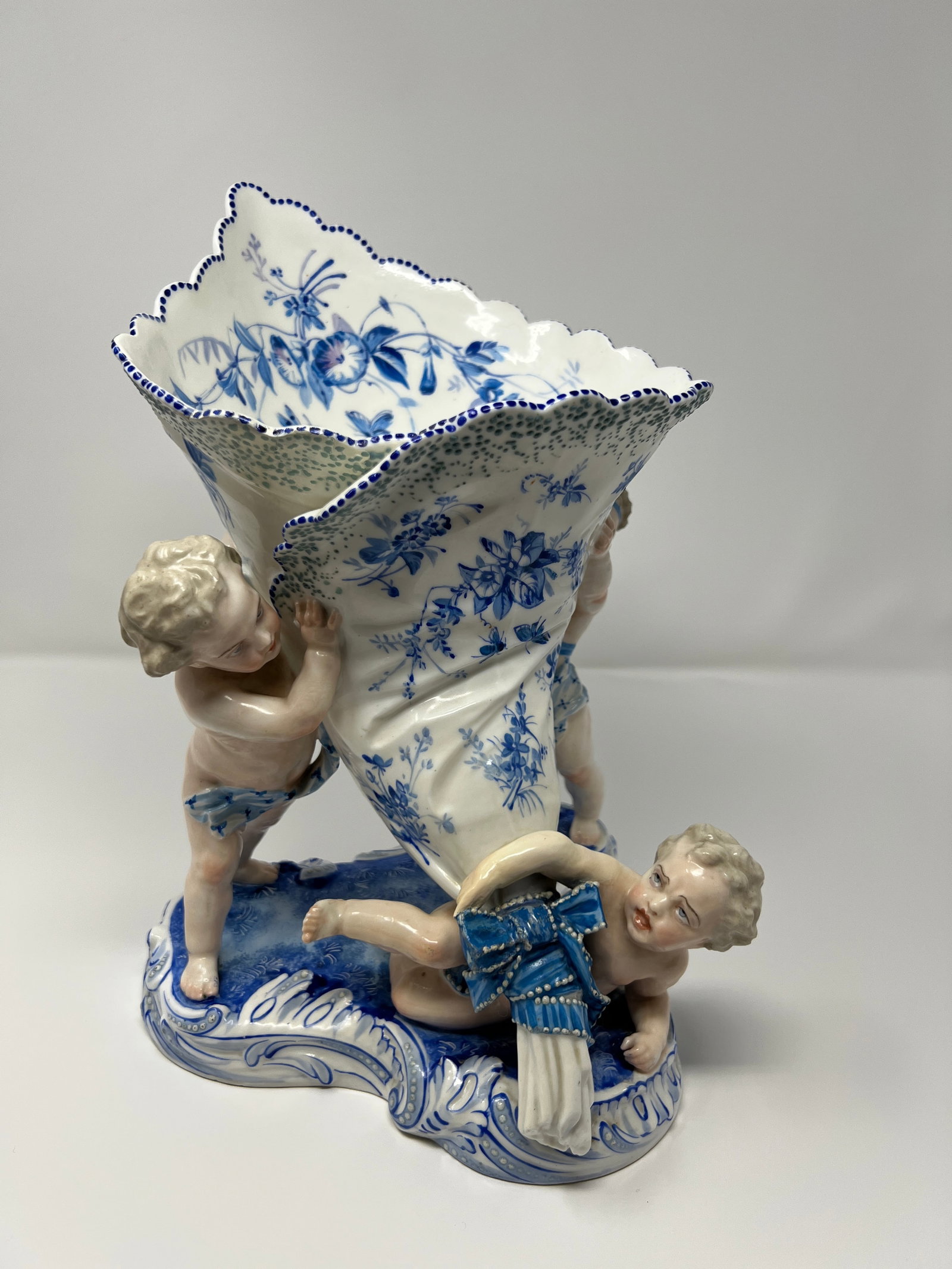 Antique Rococo-Revival Figural Spill Vase With Cherubs - 8