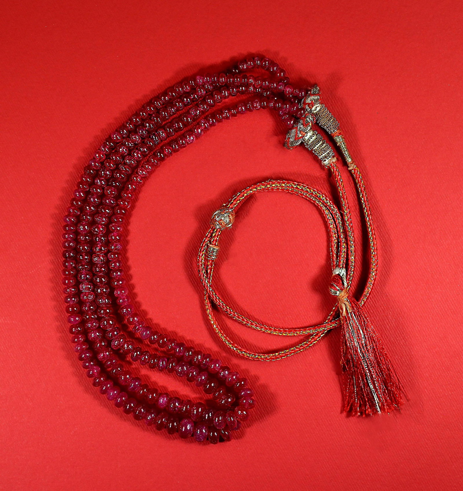 Ajd Two Strand Graduated Glowing Ruby Rondel Necklace - 5