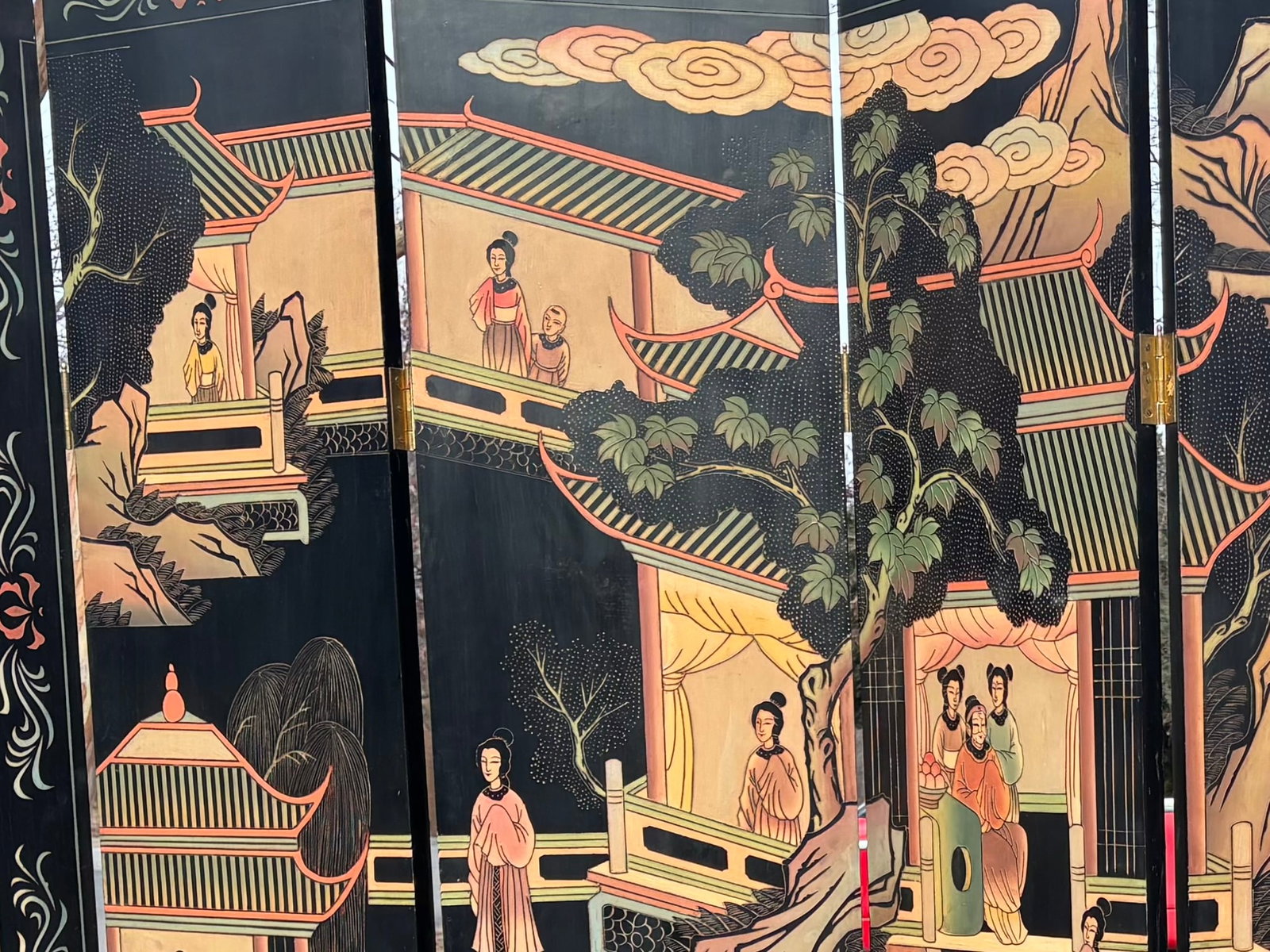 Mid 20th Century Asian Ebonized Coromandel 8 Panel Room Divider Screen - 6