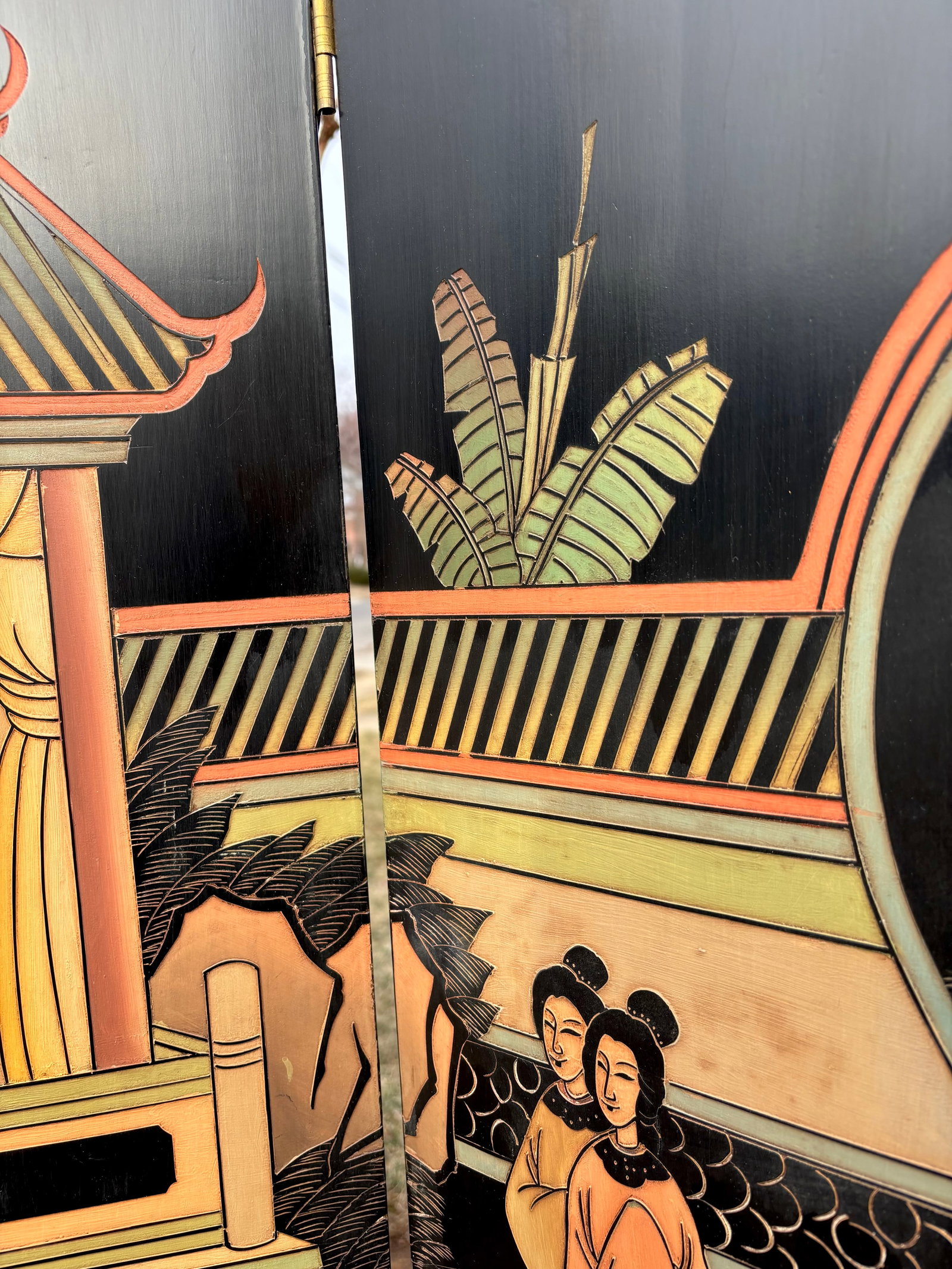 Mid 20th Century Asian Ebonized Coromandel 8 Panel Room Divider Screen - 8