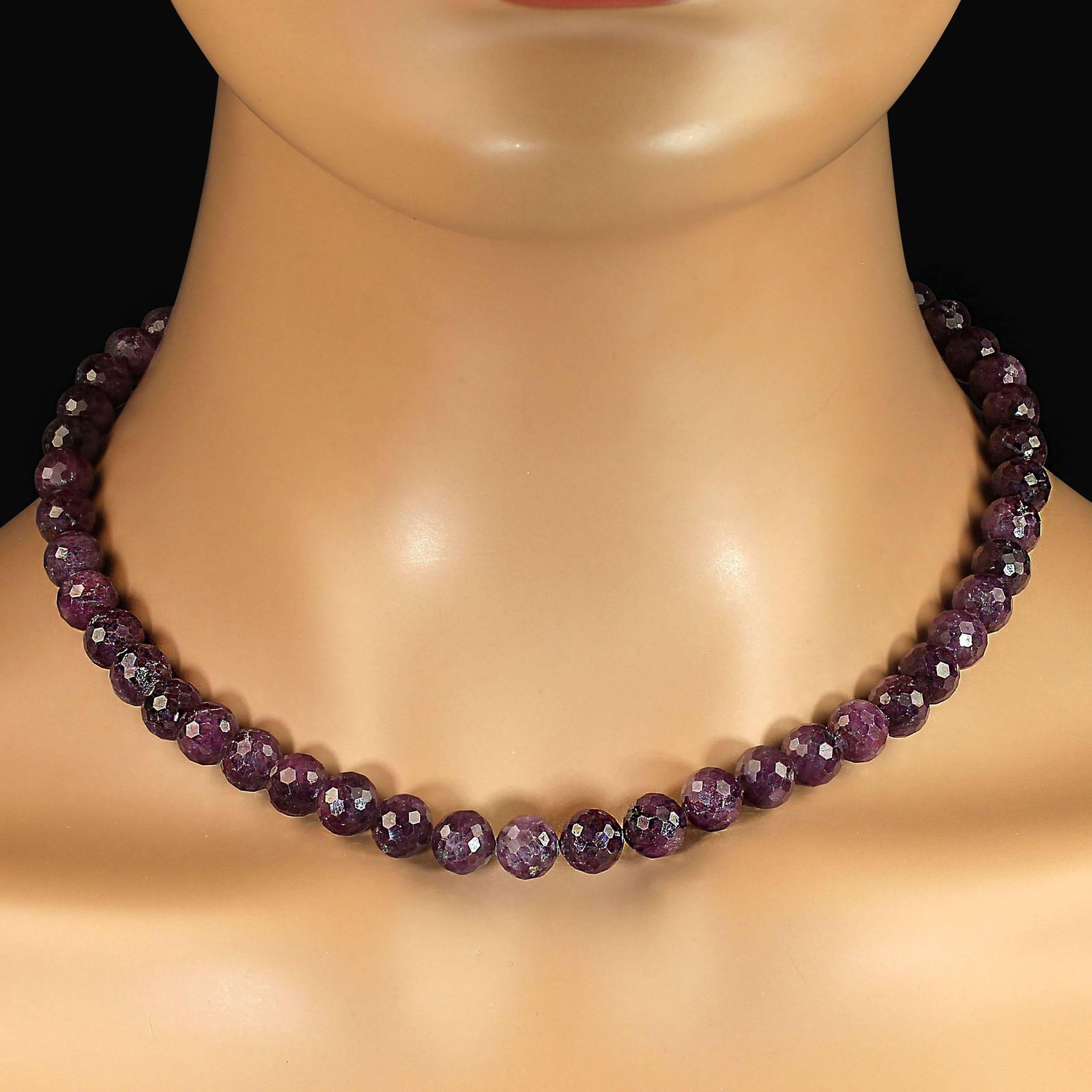 Ajd 17 Inch Sparkling Natural Ruby Purple Faceted 9mm Necklace July Birthstone - 2