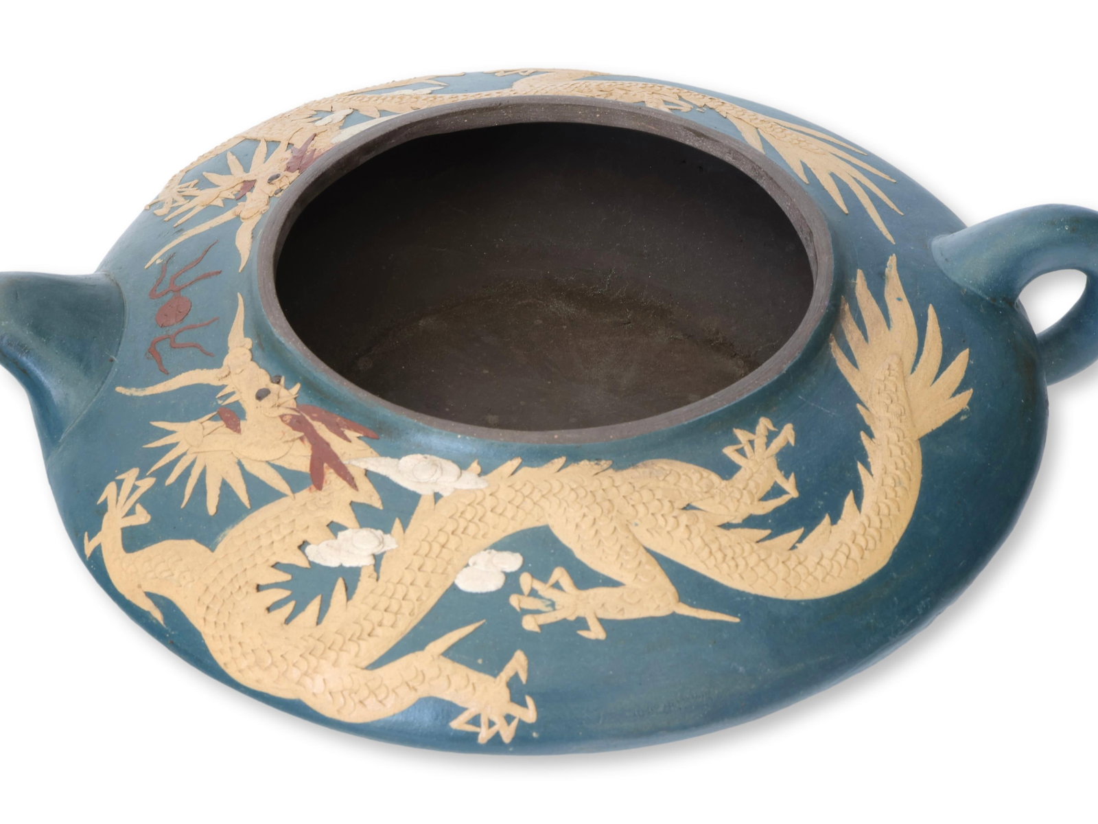 Antique Chinese Yixing Zisha Clay Teapot with Dragon Decoration - 7