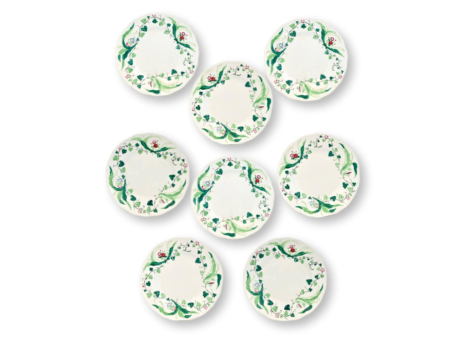 Set of 8 Antique Creil et Montereau Muguet Plates - 4