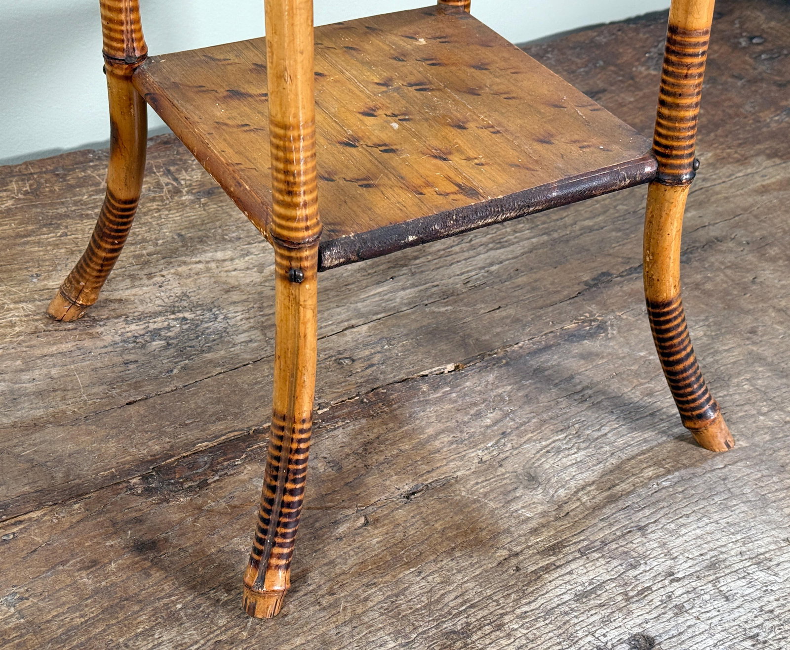 Antique Bamboo Sewing or Storage Stand With Lift Top Woven Case - 9