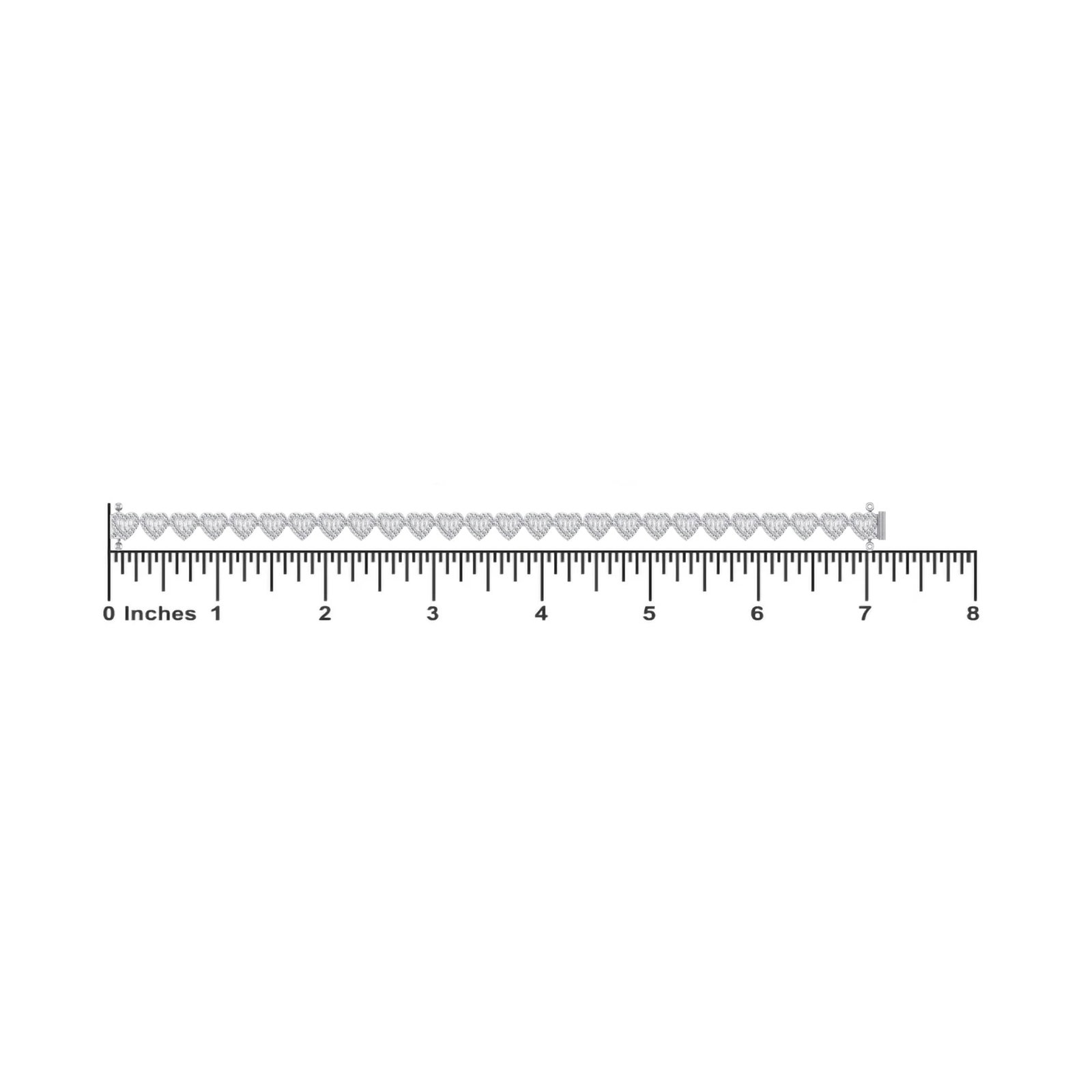 10K White Gold Round Baguette Diamond Heart Designer 7 Inch Bracelet 2-1/6 Cttw - 2