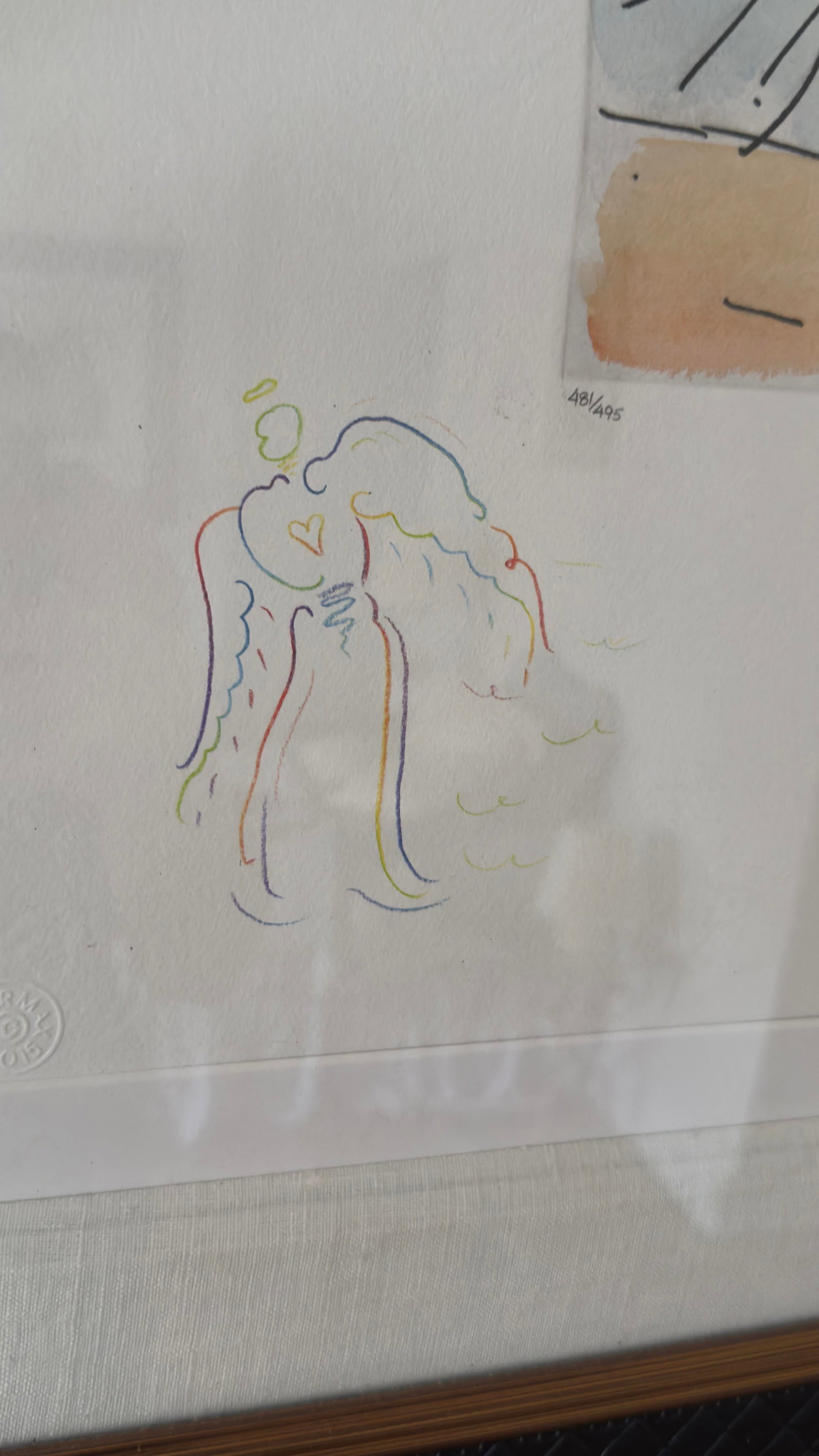 Late 20th Century Peter Max, Walking With Reeds (Angel/Boat), Hand-Colored Framed Etching, Signed Wi - 11