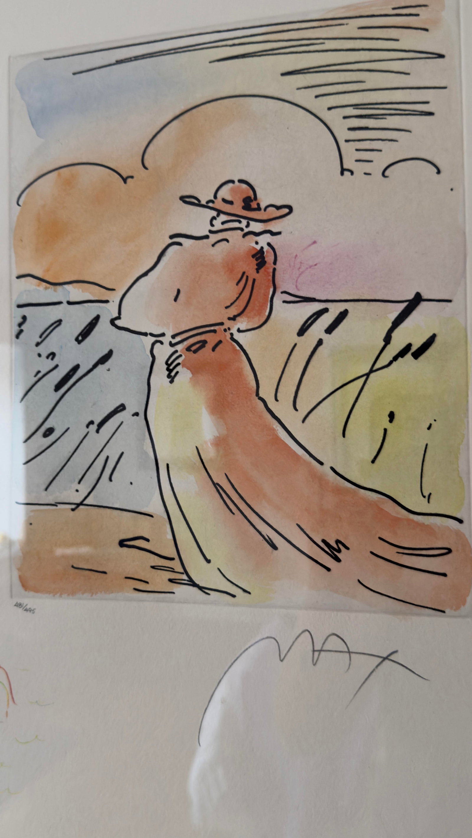 Late 20th Century Peter Max, Walking With Reeds (Angel/Boat), Hand-Colored Framed Etching, Signed Wi - 14