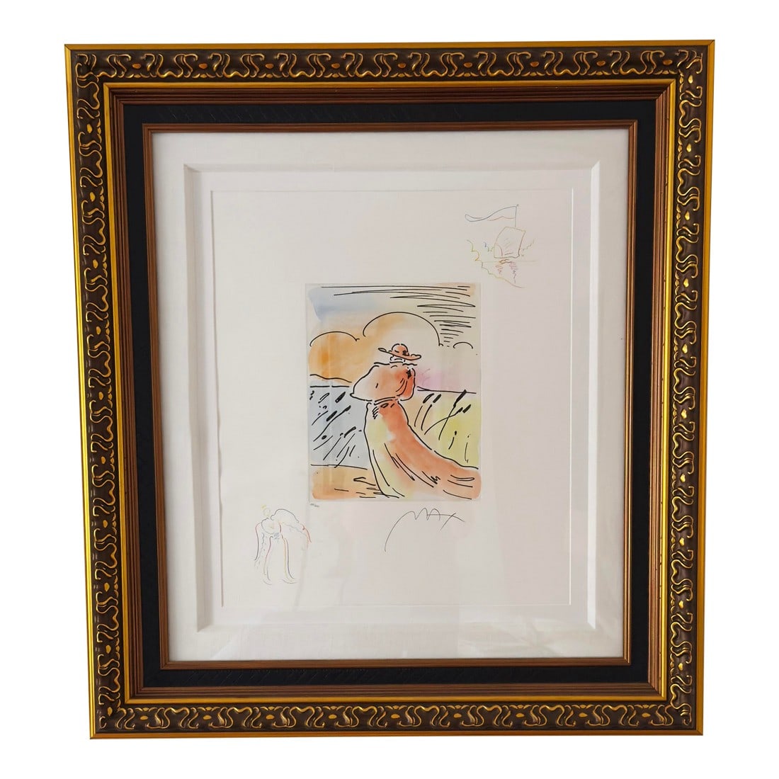 Late 20th Century Peter Max, Walking With Reeds (Angel/Boat), Hand-Colored Framed Etching, Signed Wi (1 of 14)