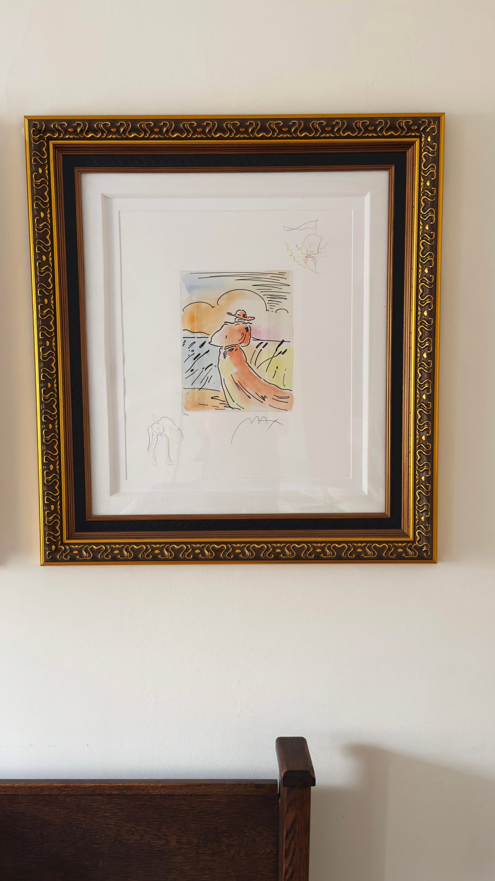 Late 20th Century Peter Max, Walking With Reeds (Angel/Boat), Hand-Colored Framed Etching, Signed Wi - 5