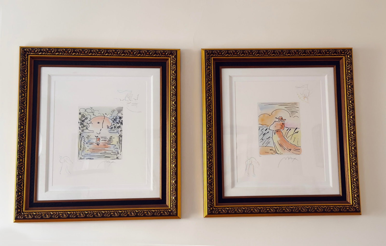 Late 20th Century Peter Max, Walking With Reeds (Angel/Boat), Hand-Colored Framed Etching, Signed Wi - 6