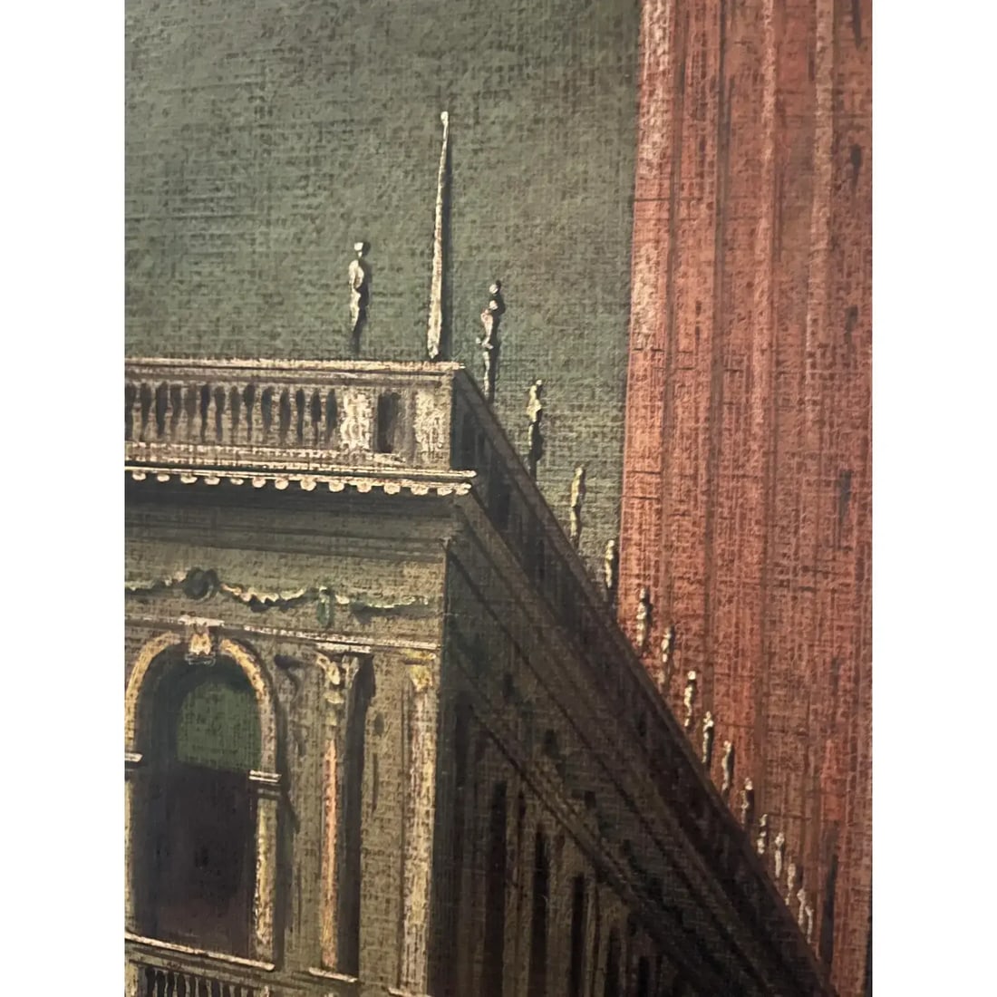 1950s, Mid-Century Venetian Veduta Oil on Canvas Painting of San Marco, Venice, in Gilt Frame - 12