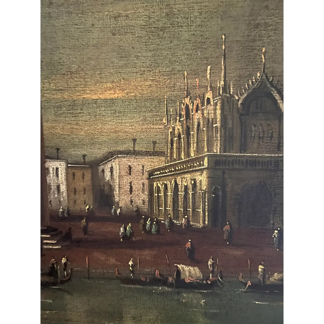 1950s, Mid-Century Venetian Veduta Oil on Canvas Painting of San Marco, Venice, in Gilt Frame - 4