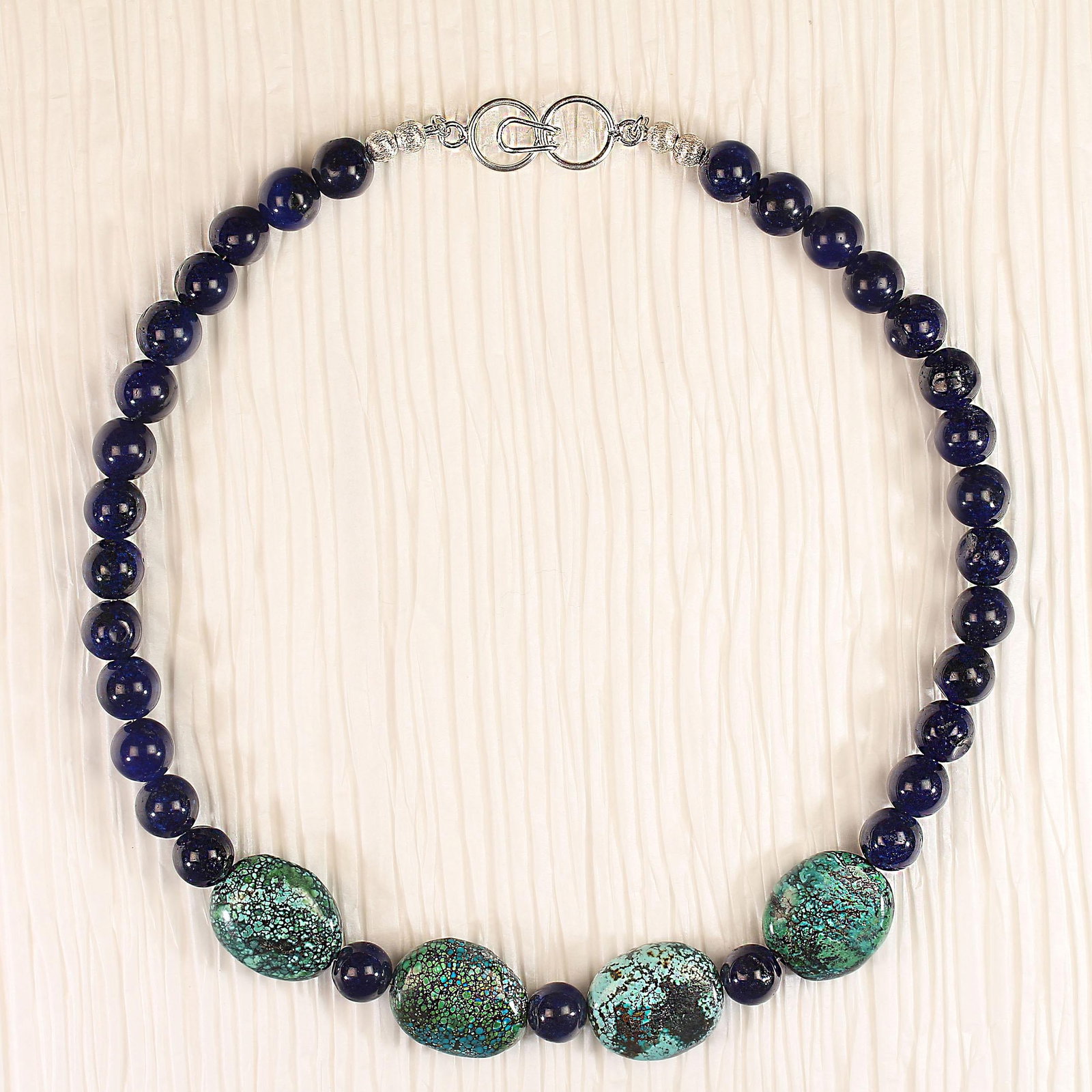 Ajd 17 Inch Blue Agate and Turquoise Nugget Great Gift - 5