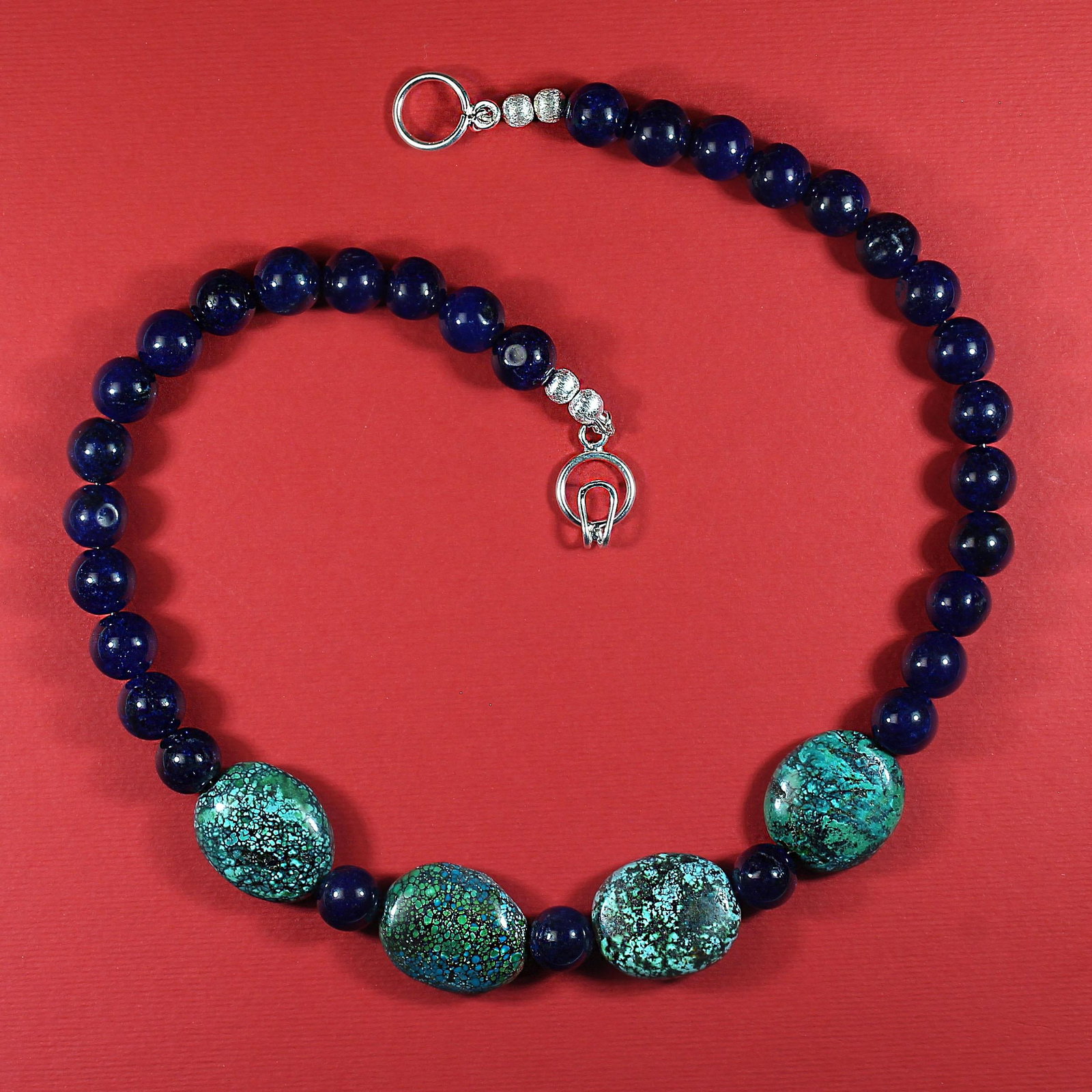 Ajd 17 Inch Blue Agate and Turquoise Nugget Great Gift - 6