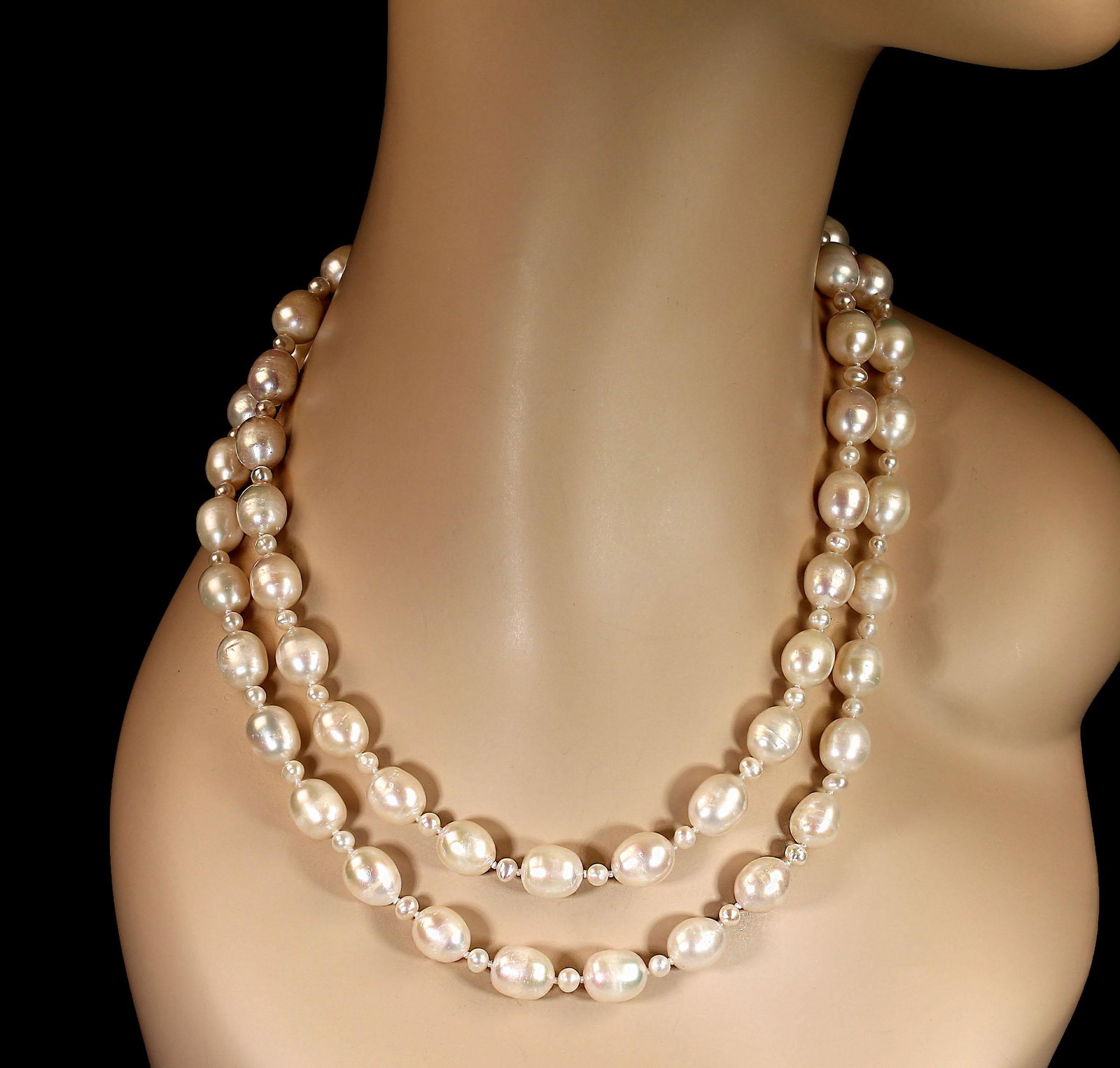 Ajd Two Strand White Freshwater Pearl Necklace, 18 and 20 Inch - 2