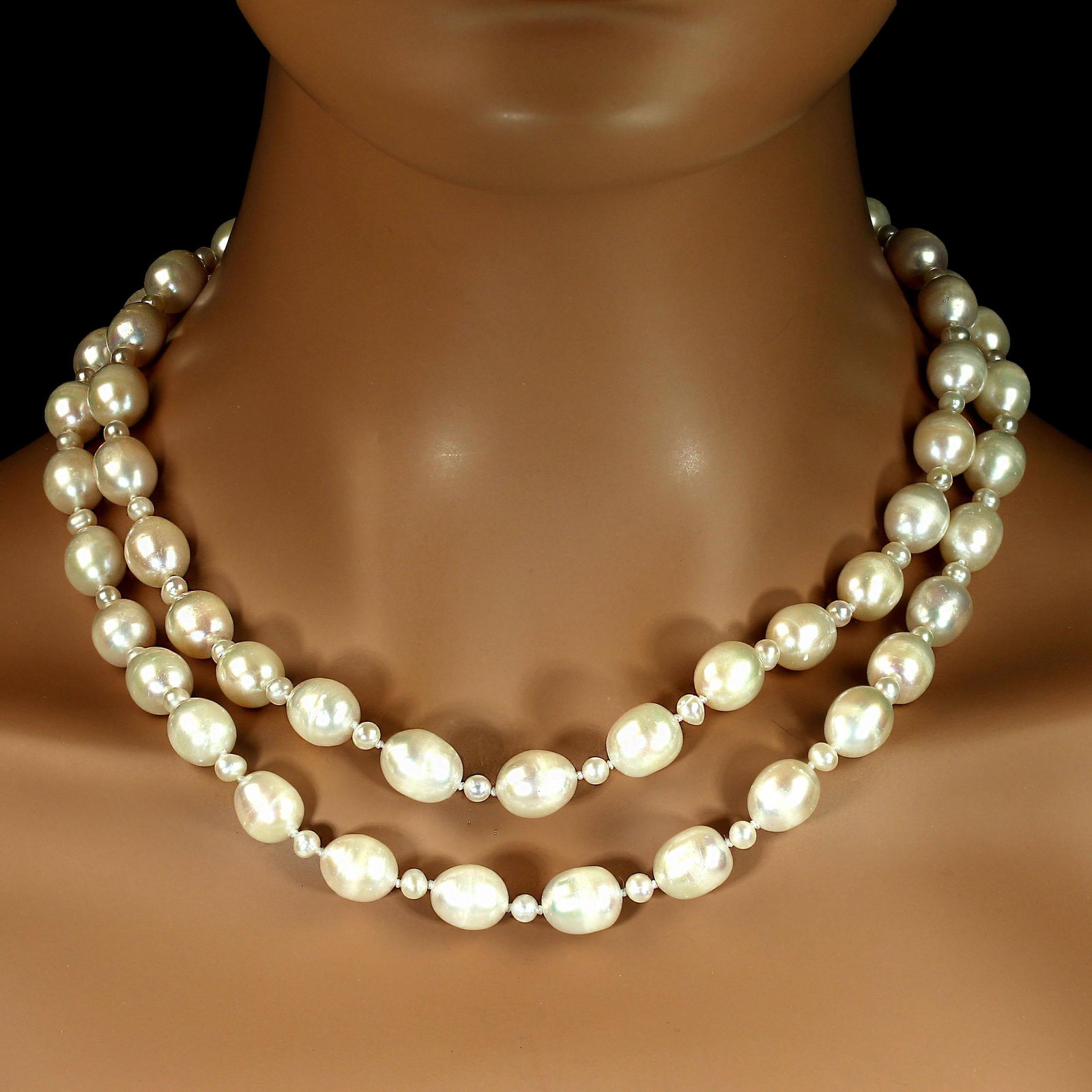 Ajd Two Strand White Freshwater Pearl Necklace, 18 and 20 Inch - 4
