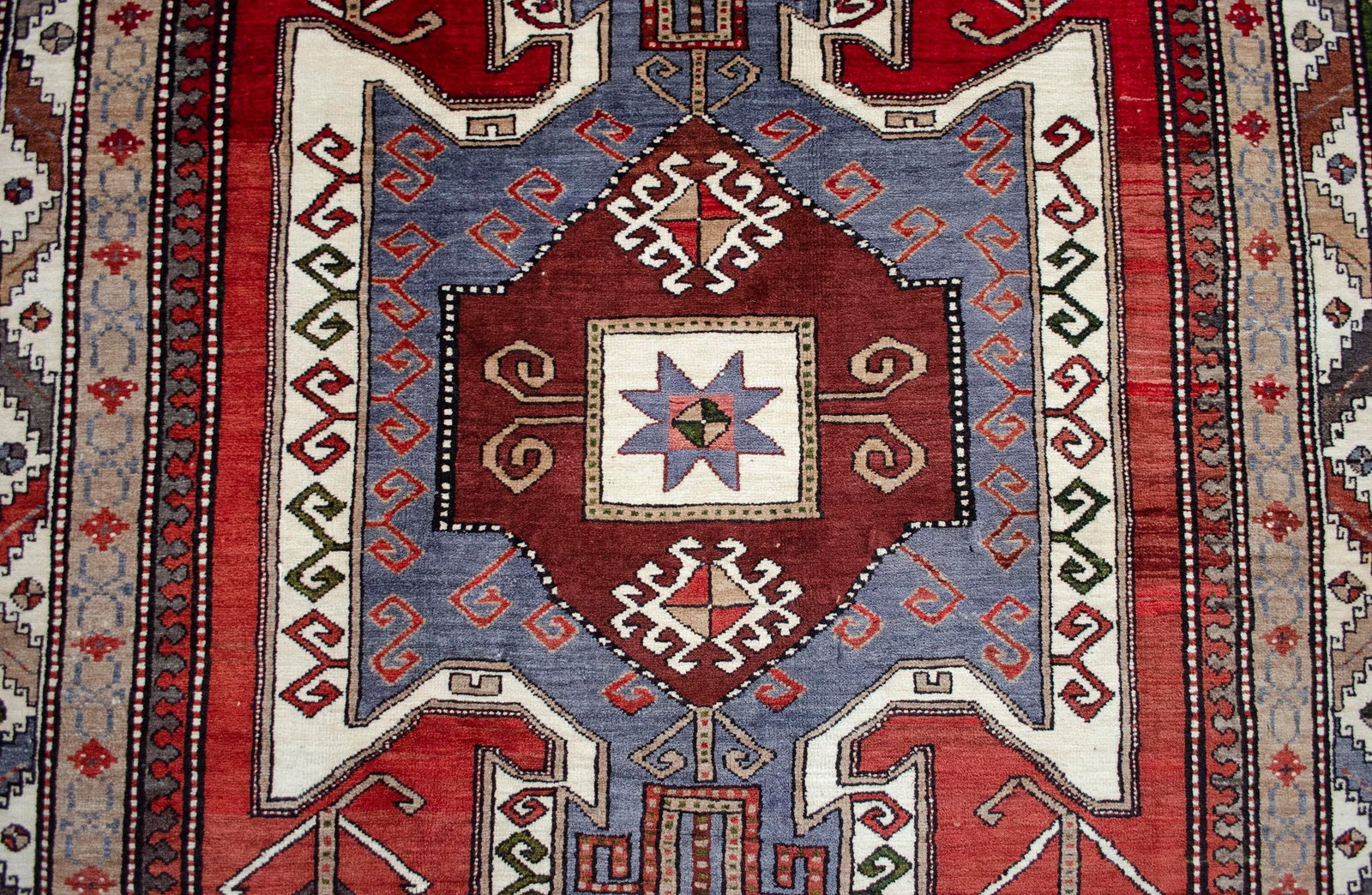 1960s Hand Knotted Turkish Rug Tribal Pure Natural Wool Large Area Rug - 10