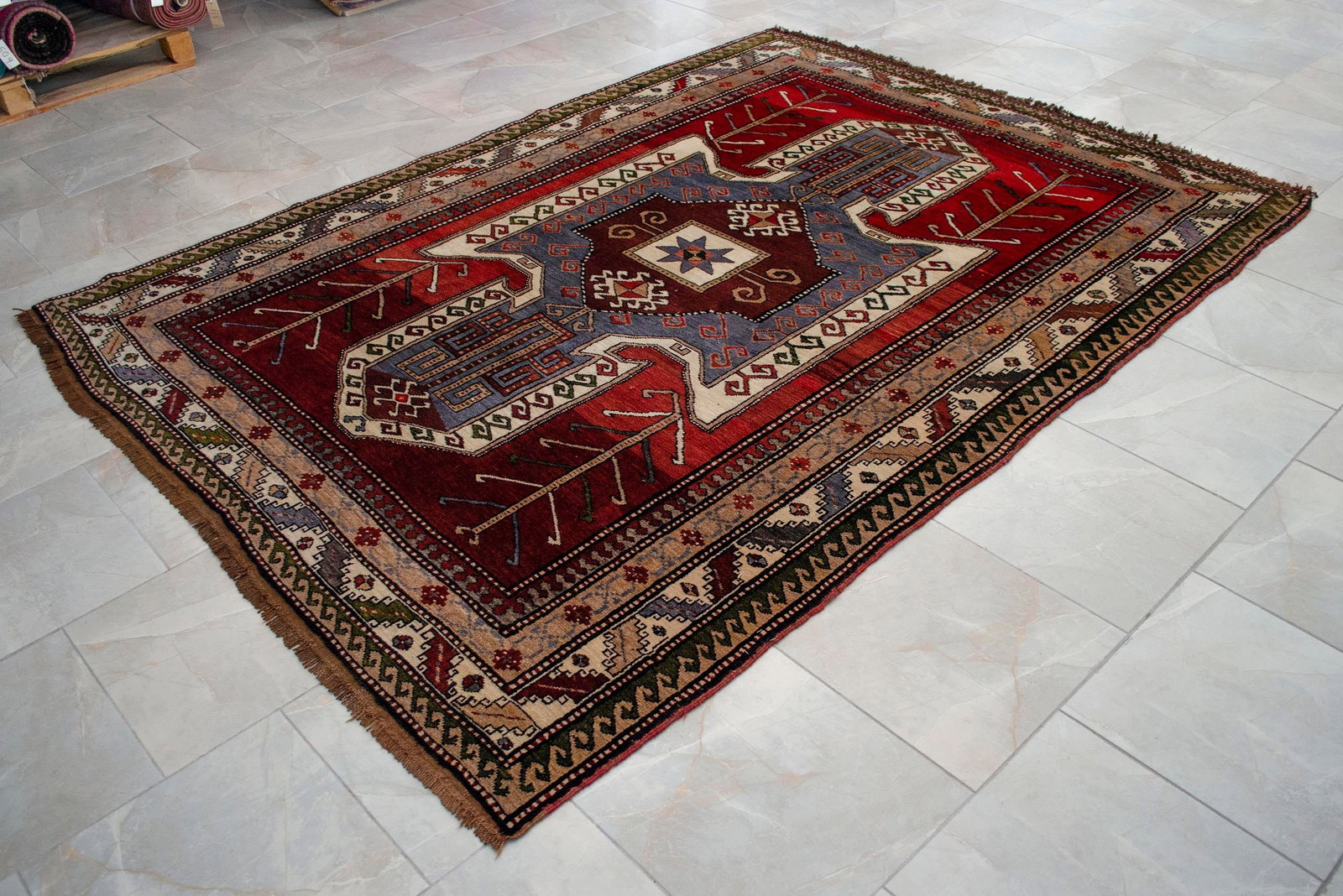 1960s Hand Knotted Turkish Rug Tribal Pure Natural Wool Large Area Rug - 17