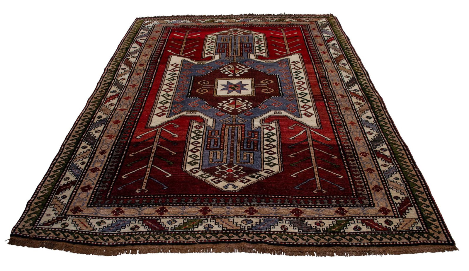 1960s Hand Knotted Turkish Rug Tribal Pure Natural Wool Large Area Rug - 7