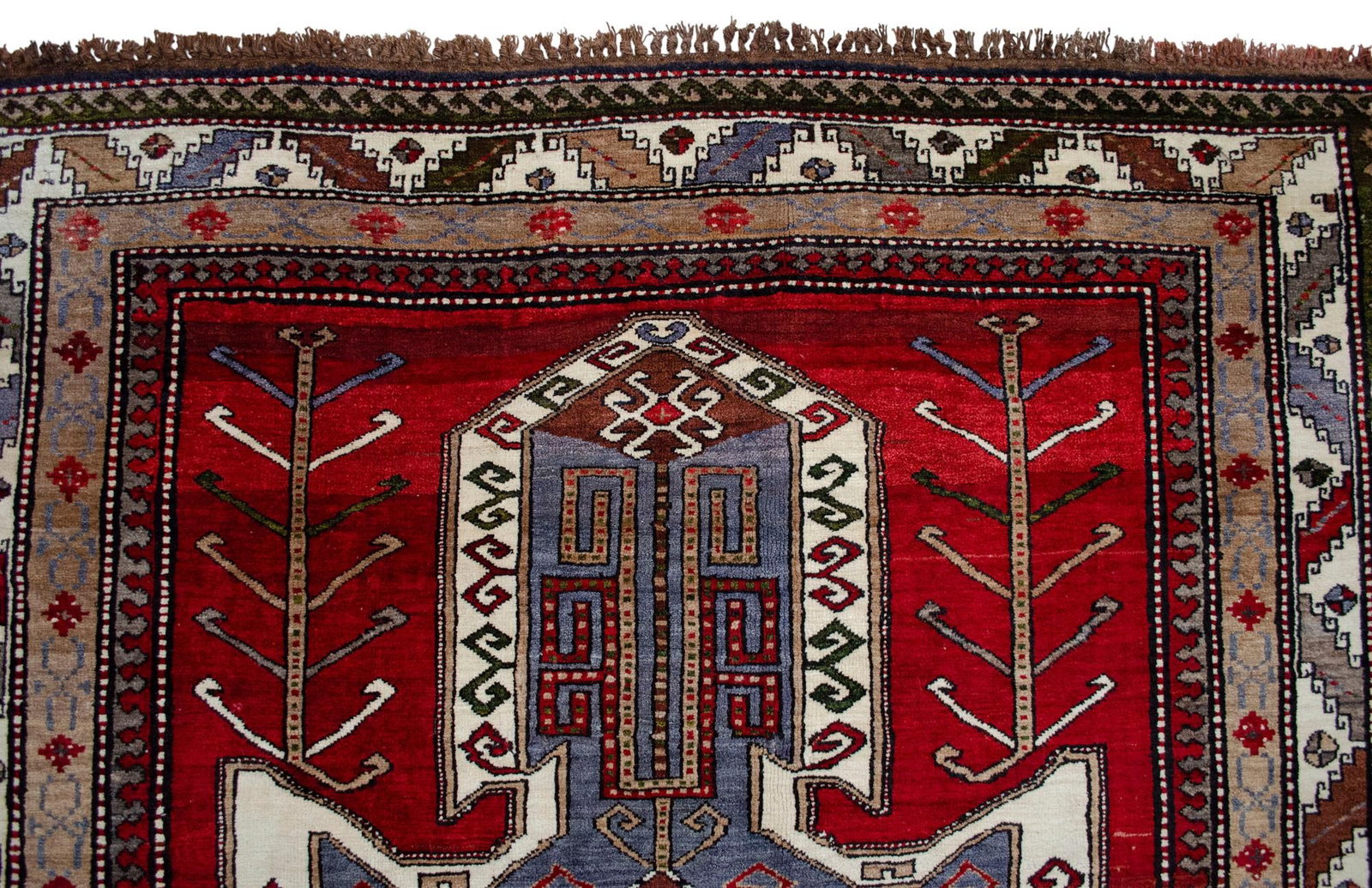 1960s Hand Knotted Turkish Rug Tribal Pure Natural Wool Large Area Rug - 9