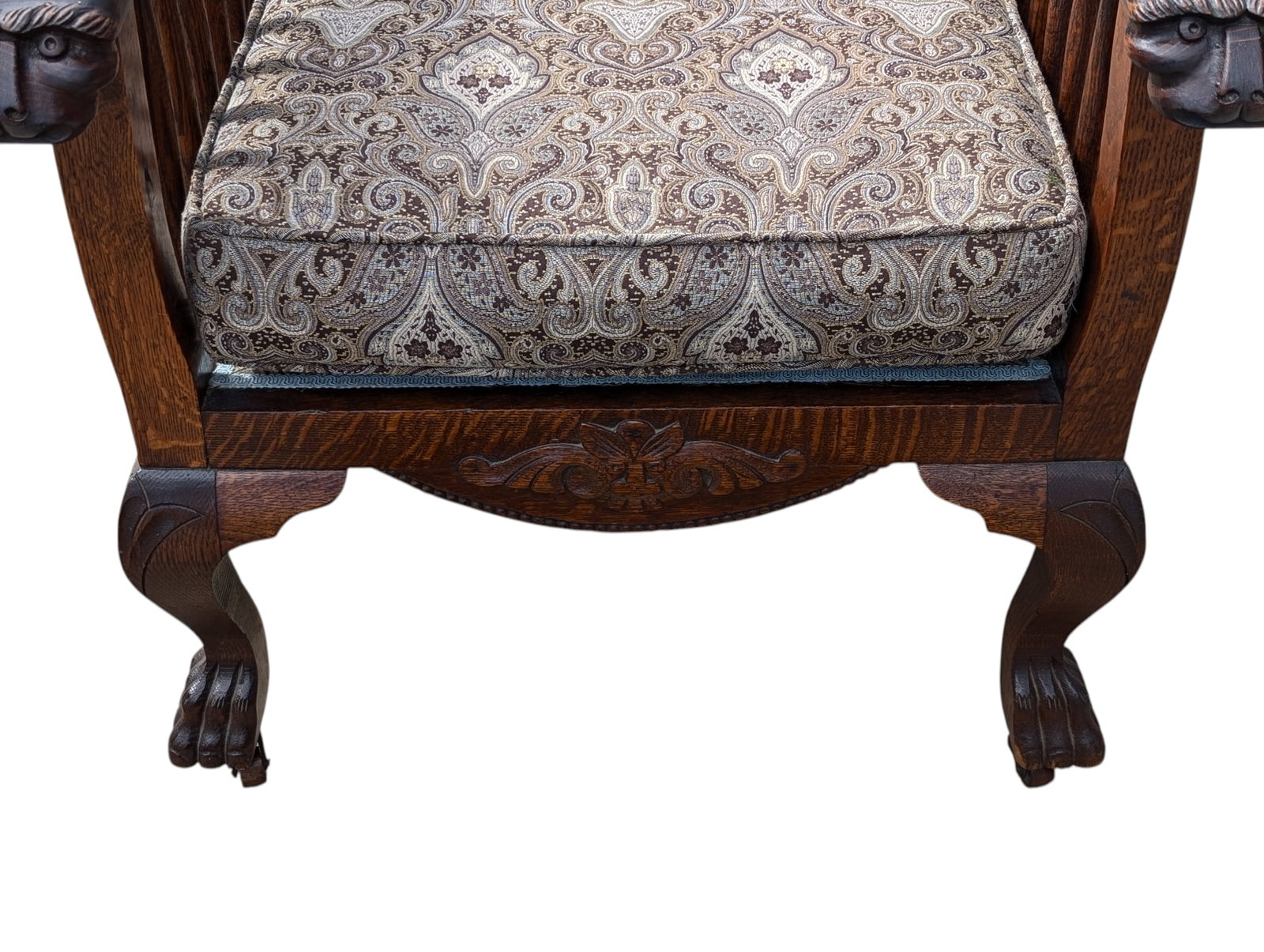 Antique Arts & Crafts Carved Oak Morris Recliner & Ottoman - 7