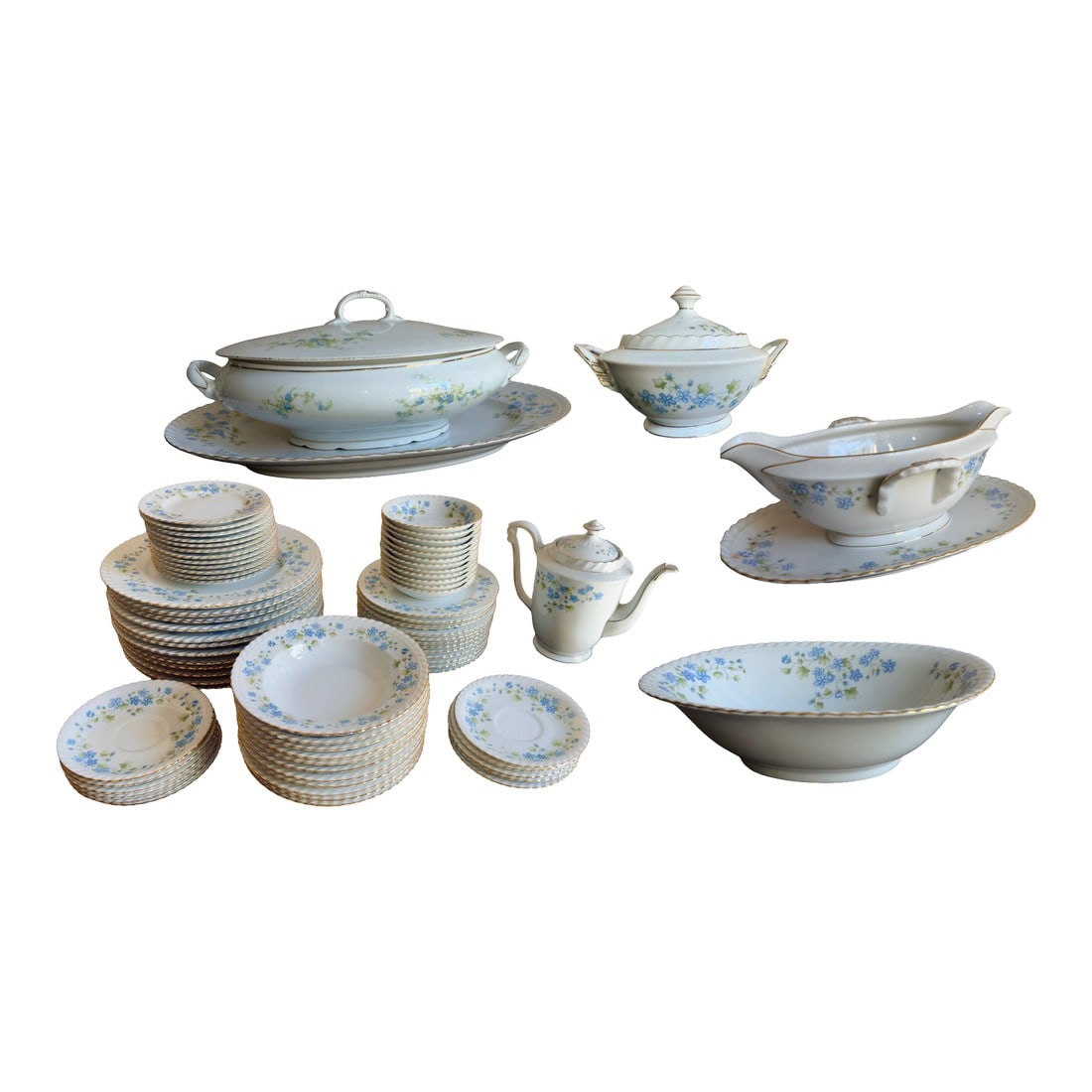 Mid-20th Century K&a Krautheim Selb Bavaria Porcelain Dinner Service for 12 – Cellini Line,: K&A Krautheim porcelain dinner service from Selb, Bavaria, produced in the early postwar period, circa late 1940s–early 1950s. From the Cellini line in the Sonnet pattern, featuring a bright