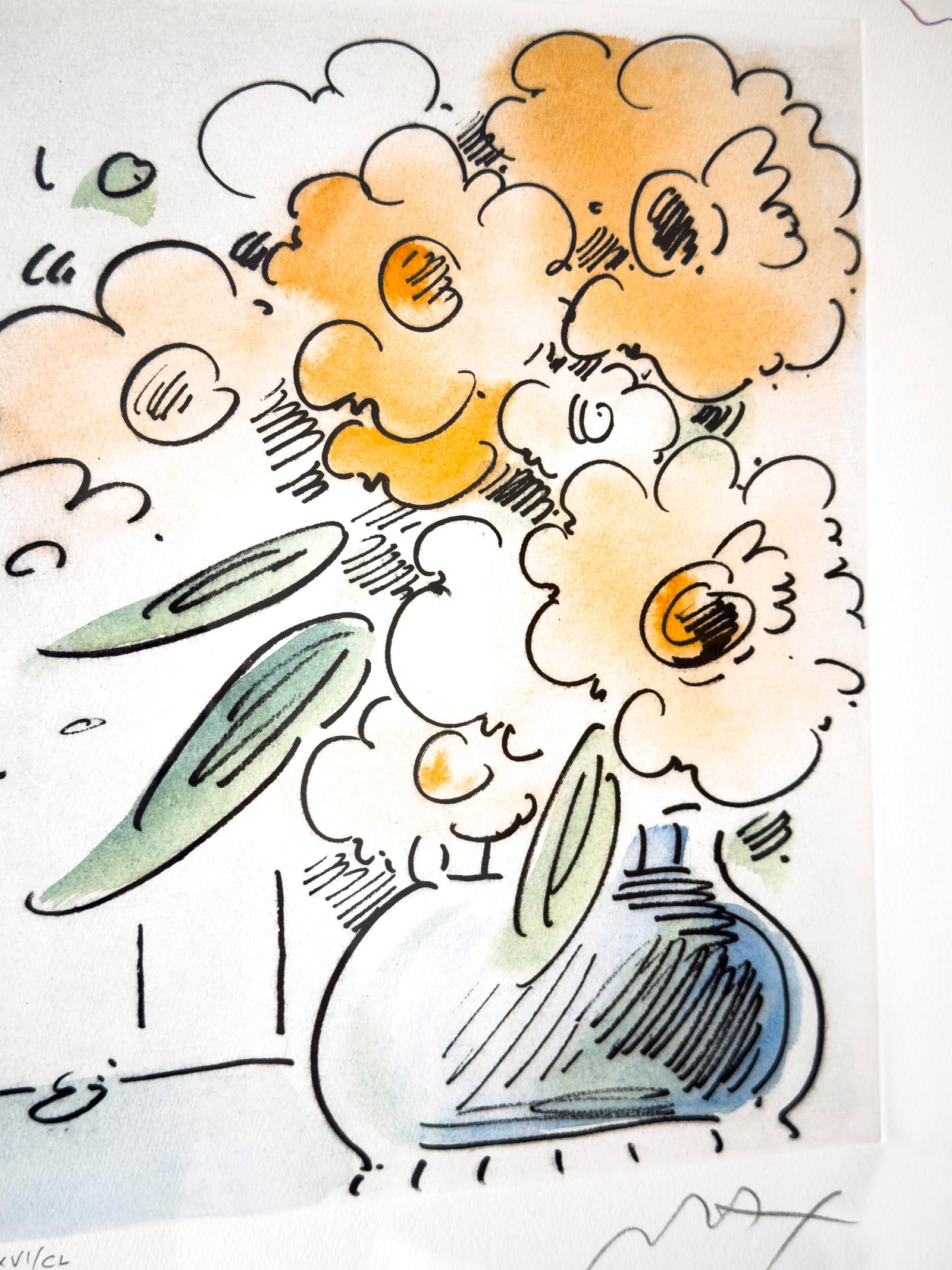 Late 20th Century Peter Max "Vase of Flowers II " Hand-Colored Etching With Remarques, Signed Limite - 3