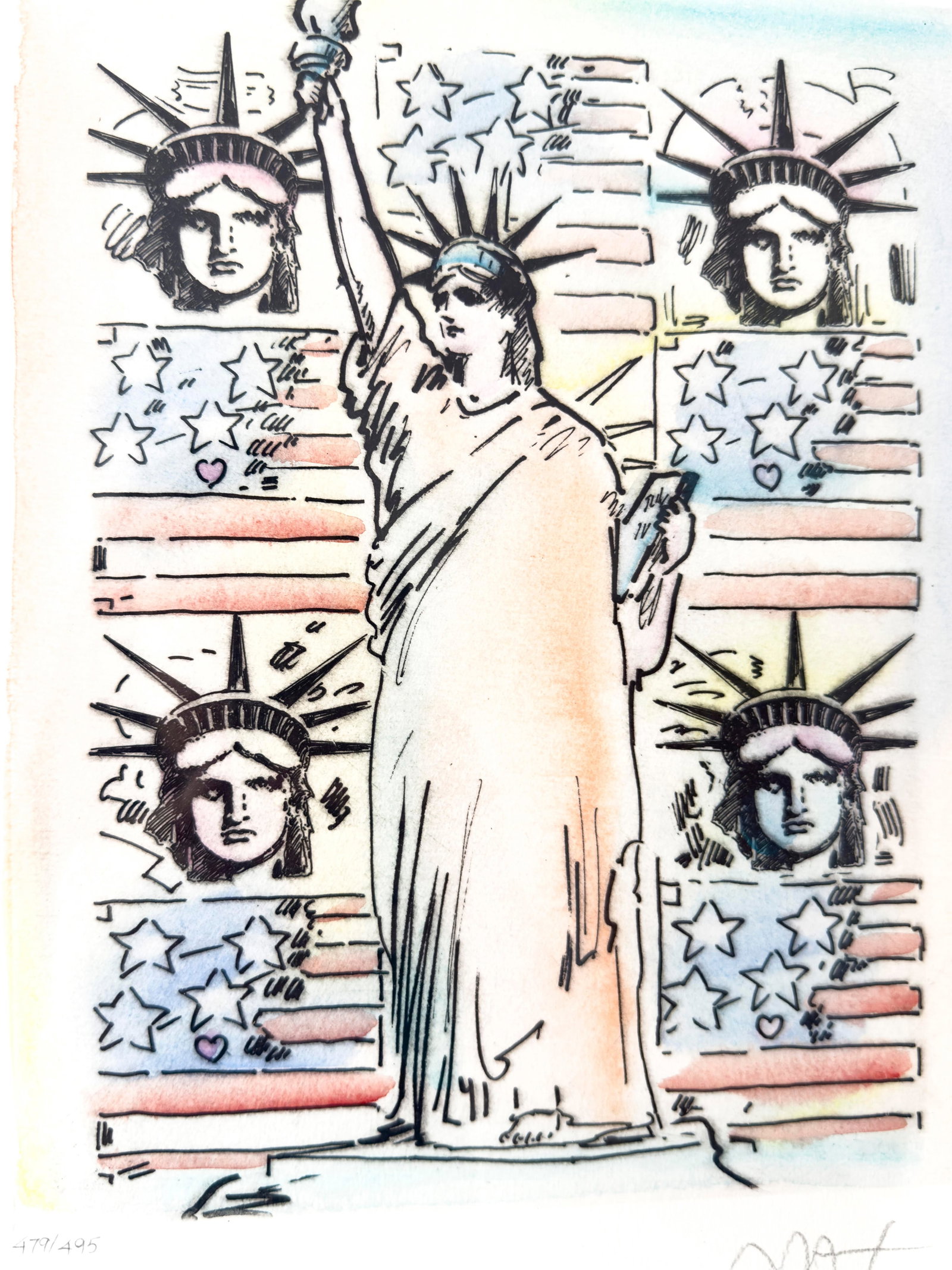 Late 20th Century Peter Max "God Bless America" Hand-Colored Etching With Remarques, Signed Limited - 3