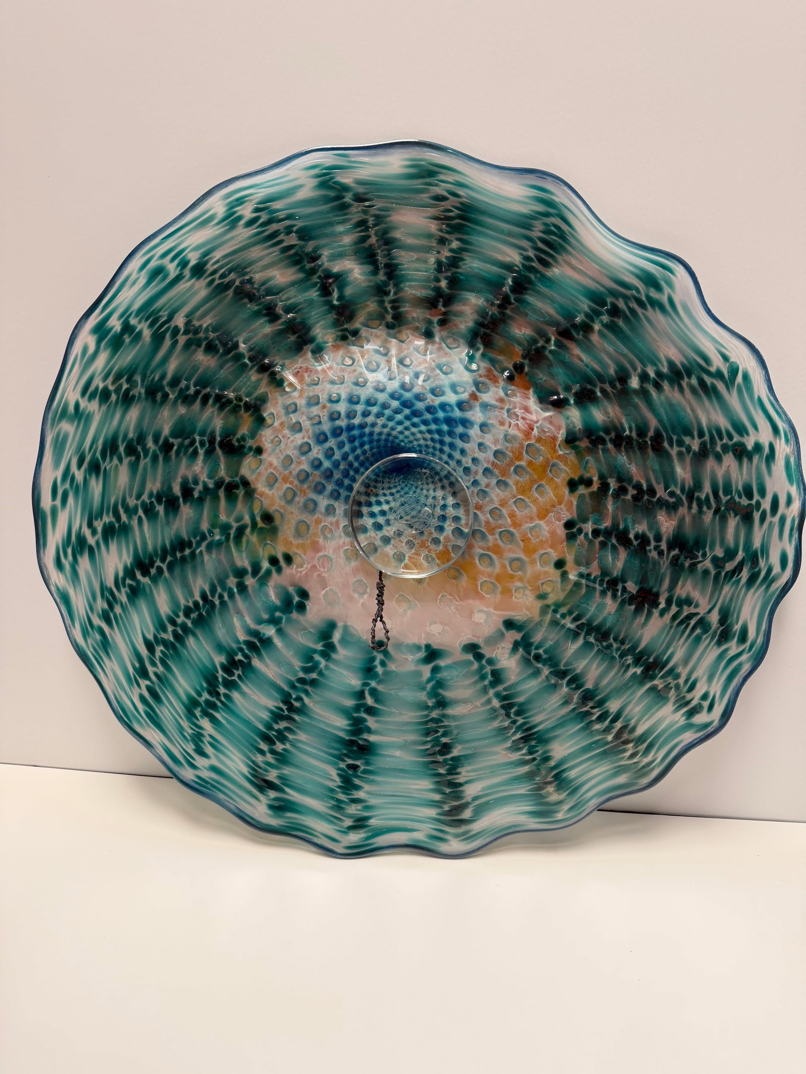 Lucy Chamberlain 22" Signed Art Glass Wall Sculpture - 6