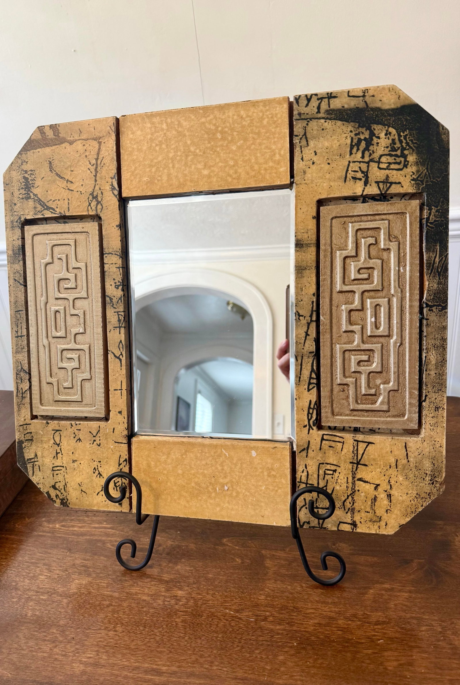 Hollywood Regency Mirror With Greek Key Motif - 2
