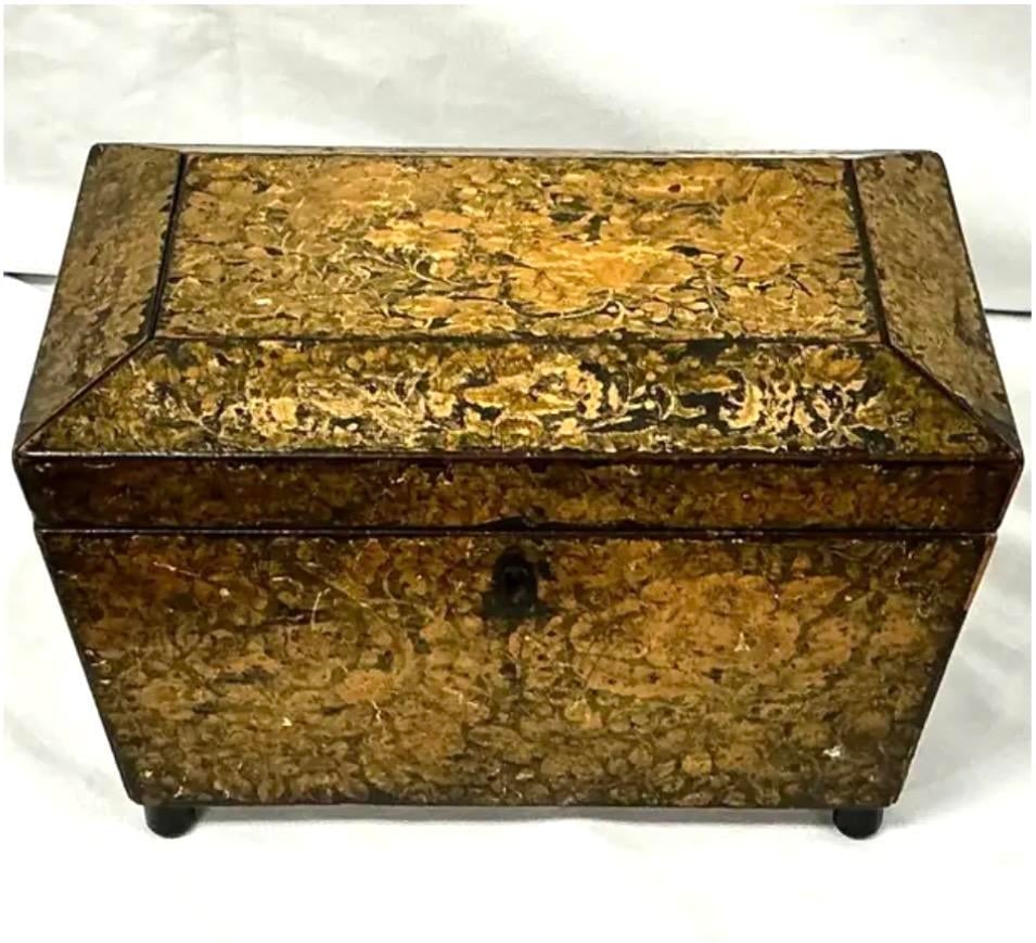 Regency Penwork Tea Caddy - 5