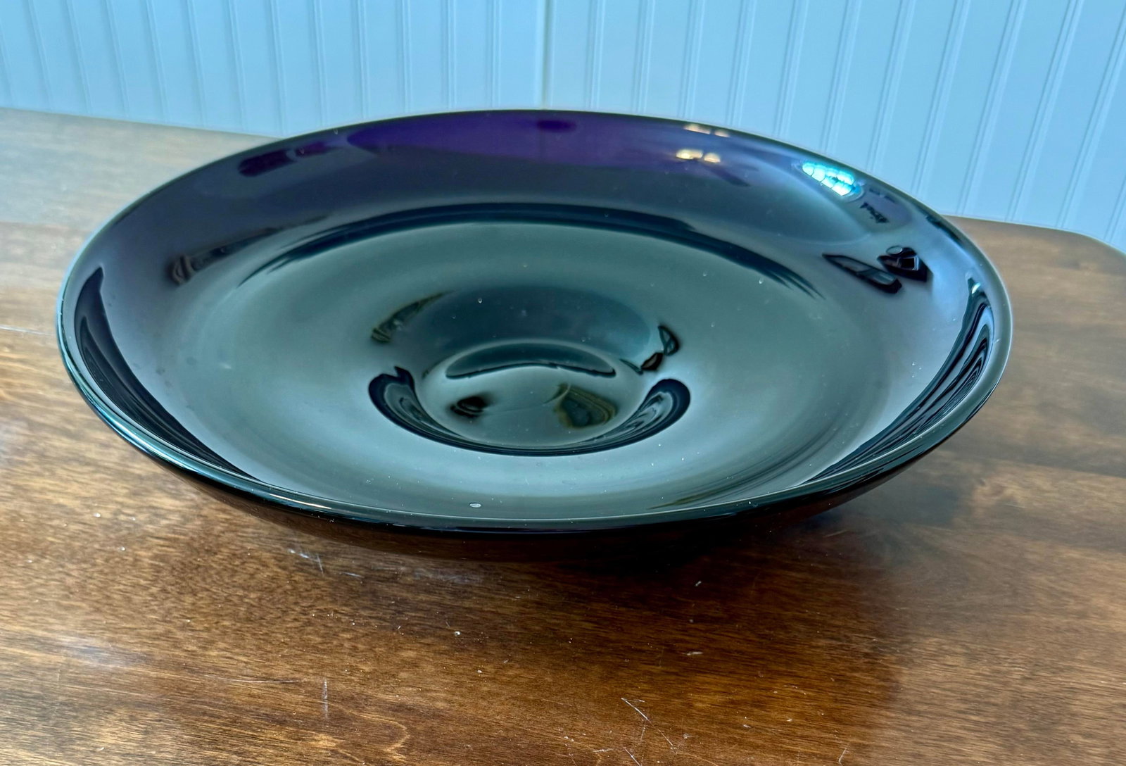 Mid 20th Century Blenko Hand Blown Black Amethyst Console Bowl - 11