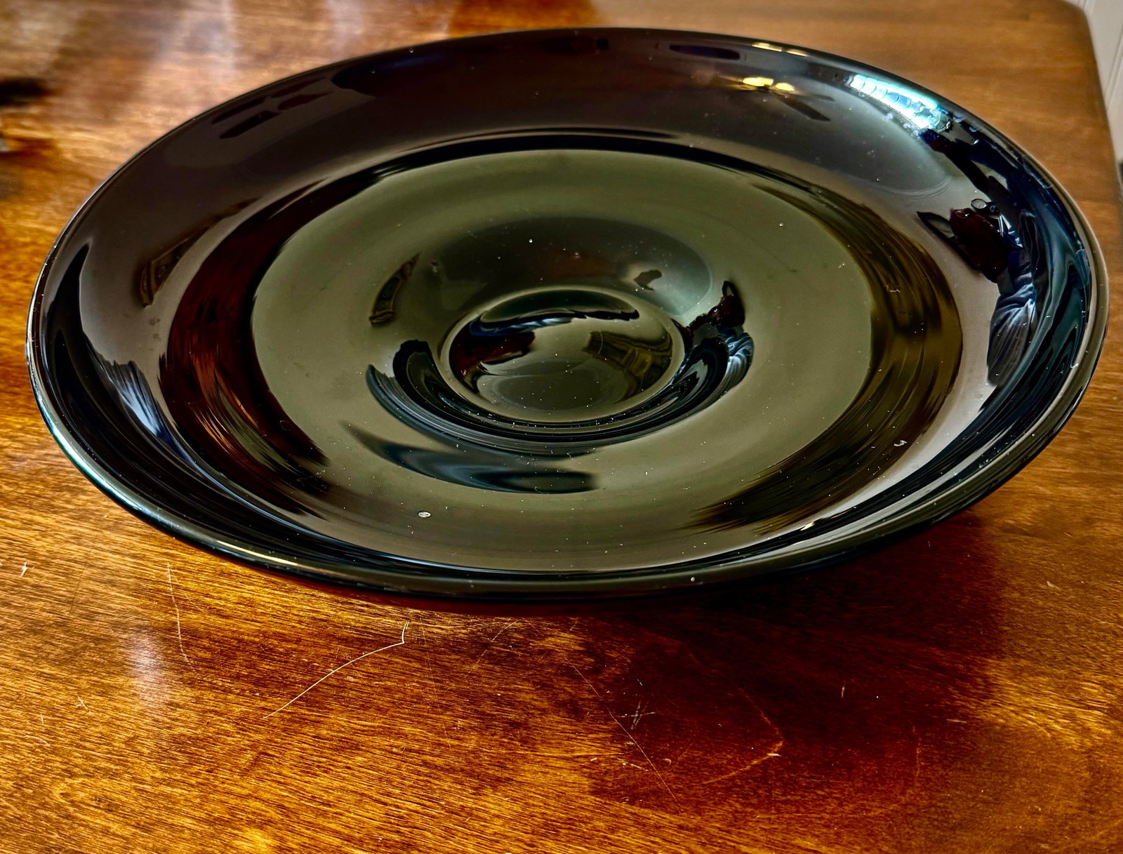 Mid 20th Century Blenko Hand Blown Black Amethyst Console Bowl - 5
