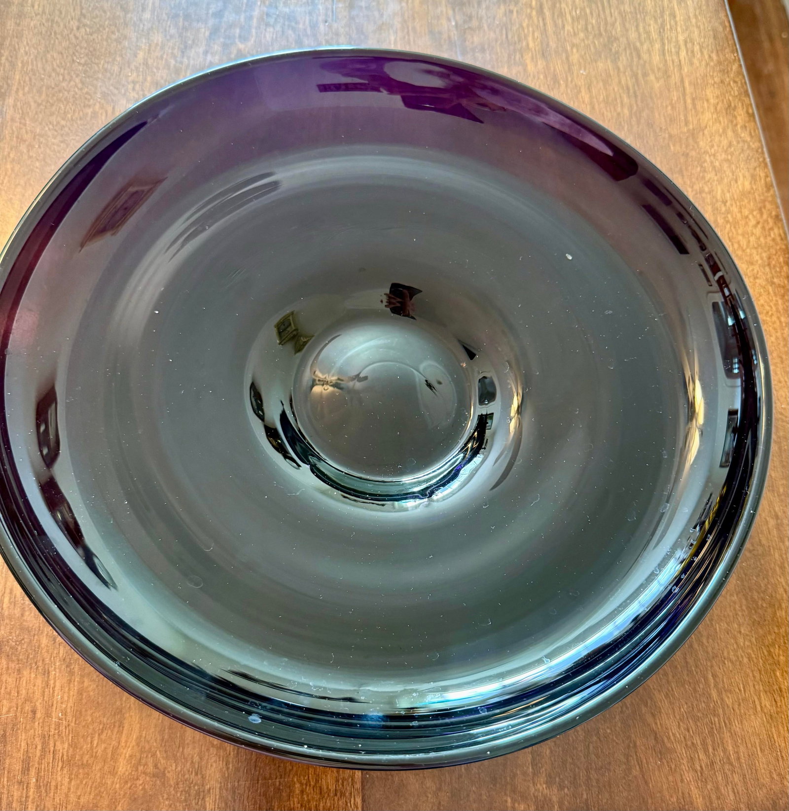 Mid 20th Century Blenko Hand Blown Black Amethyst Console Bowl - 6