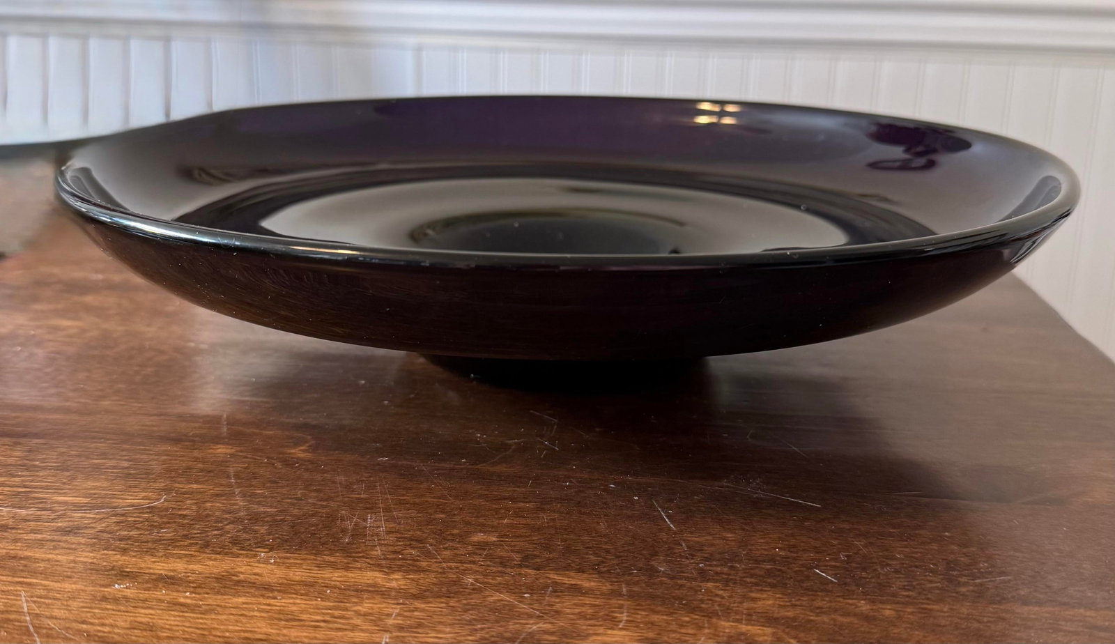 Mid 20th Century Blenko Hand Blown Black Amethyst Console Bowl - 7