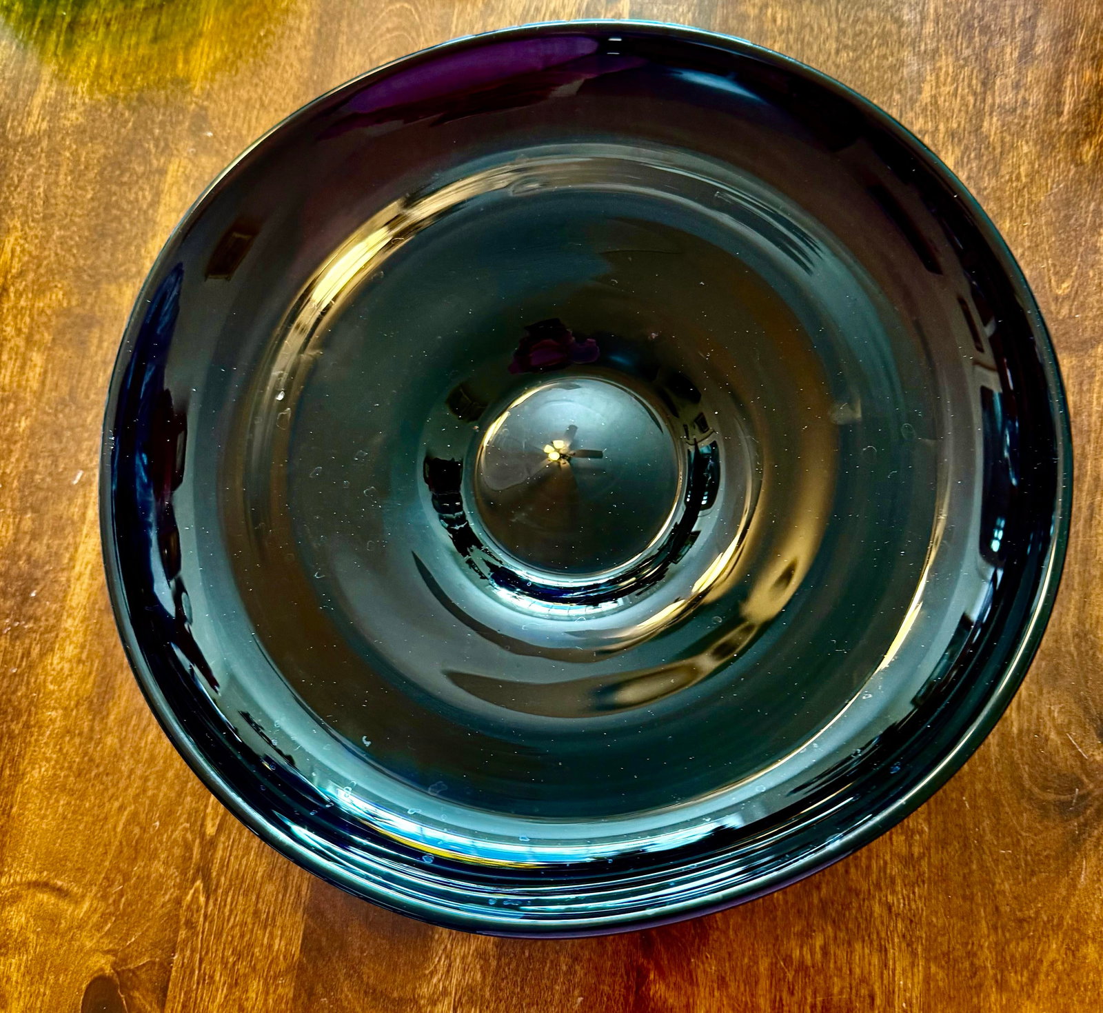 Mid 20th Century Blenko Hand Blown Black Amethyst Console Bowl - 8